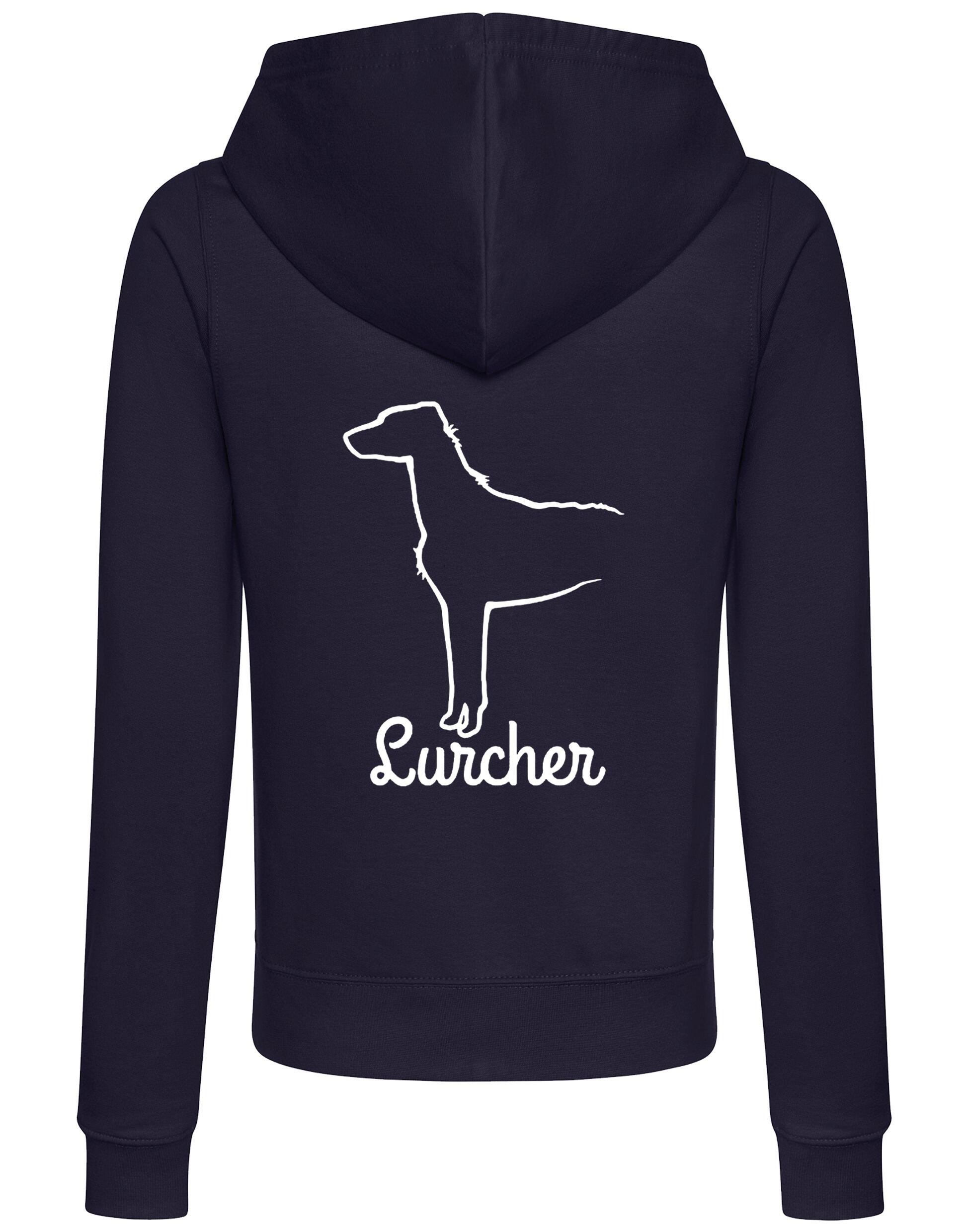 Lurcher Women’s Zipped Hoodie with exclusive breed artwork and practical design.