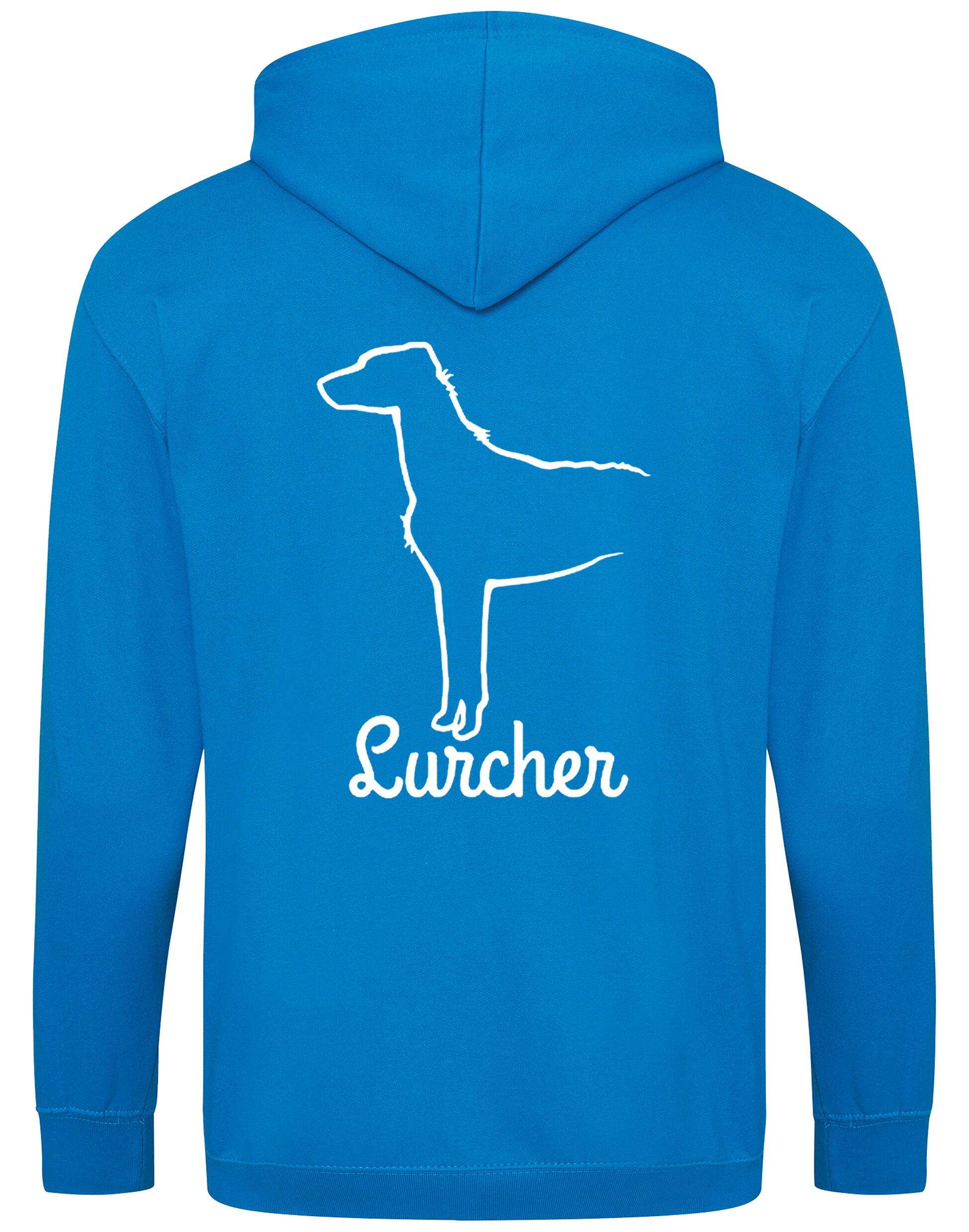 Lurcher Zipped Hoodie featuring exclusive breed artwork and customisable options.
