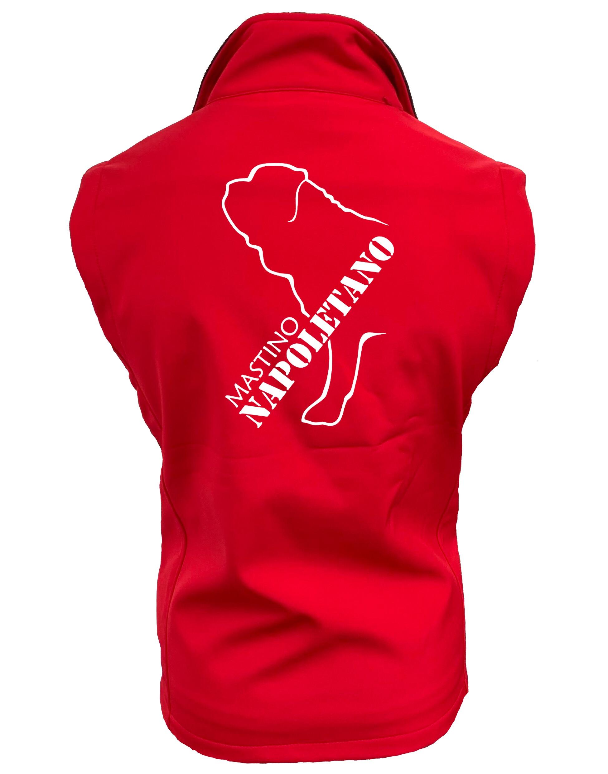 Mastino Napoletano Unisex Softshell Gilet featuring exclusive breed-inspired artwork, water-resistant fabric, and fleece-lined warmth for stylish comfort and practicality.
