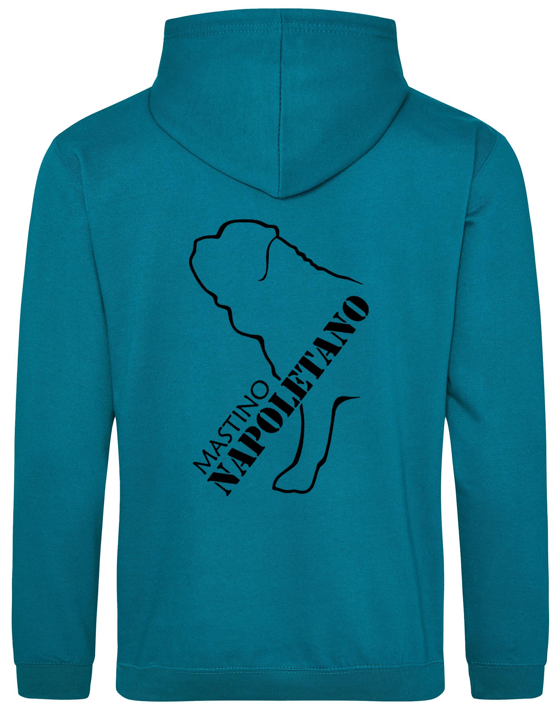 Mastino Napoletano Pullover Hoodie featuring exclusive breed artwork, brushed fleece lining, and customisation options for stylish comfort and practicality.