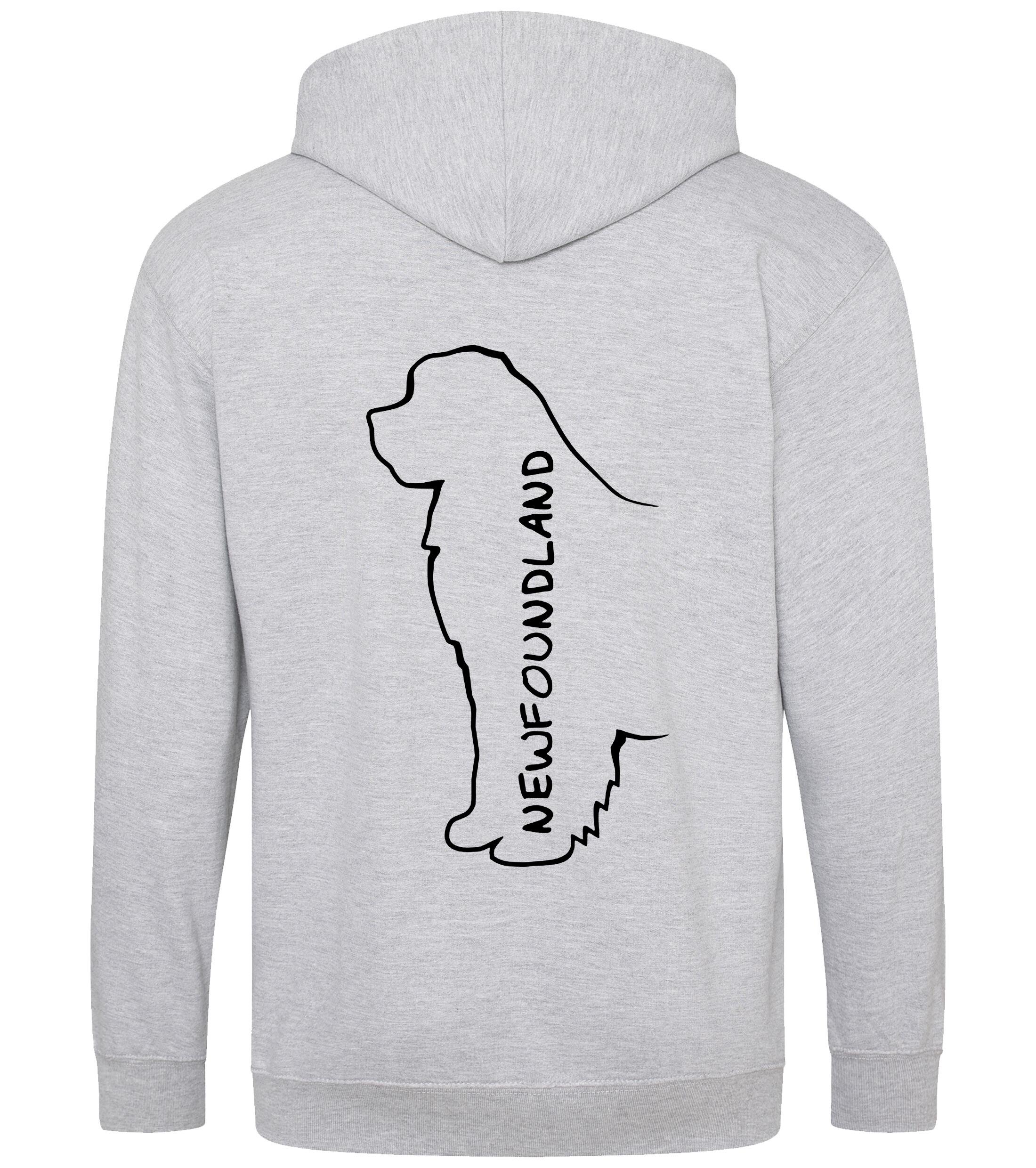 Newfoundland Zipped Hoodie featuring exclusive breed artwork, full-zip design, and customisable details, crafted from durable heavy-blend fabric with a cosy brushed fleece interior.