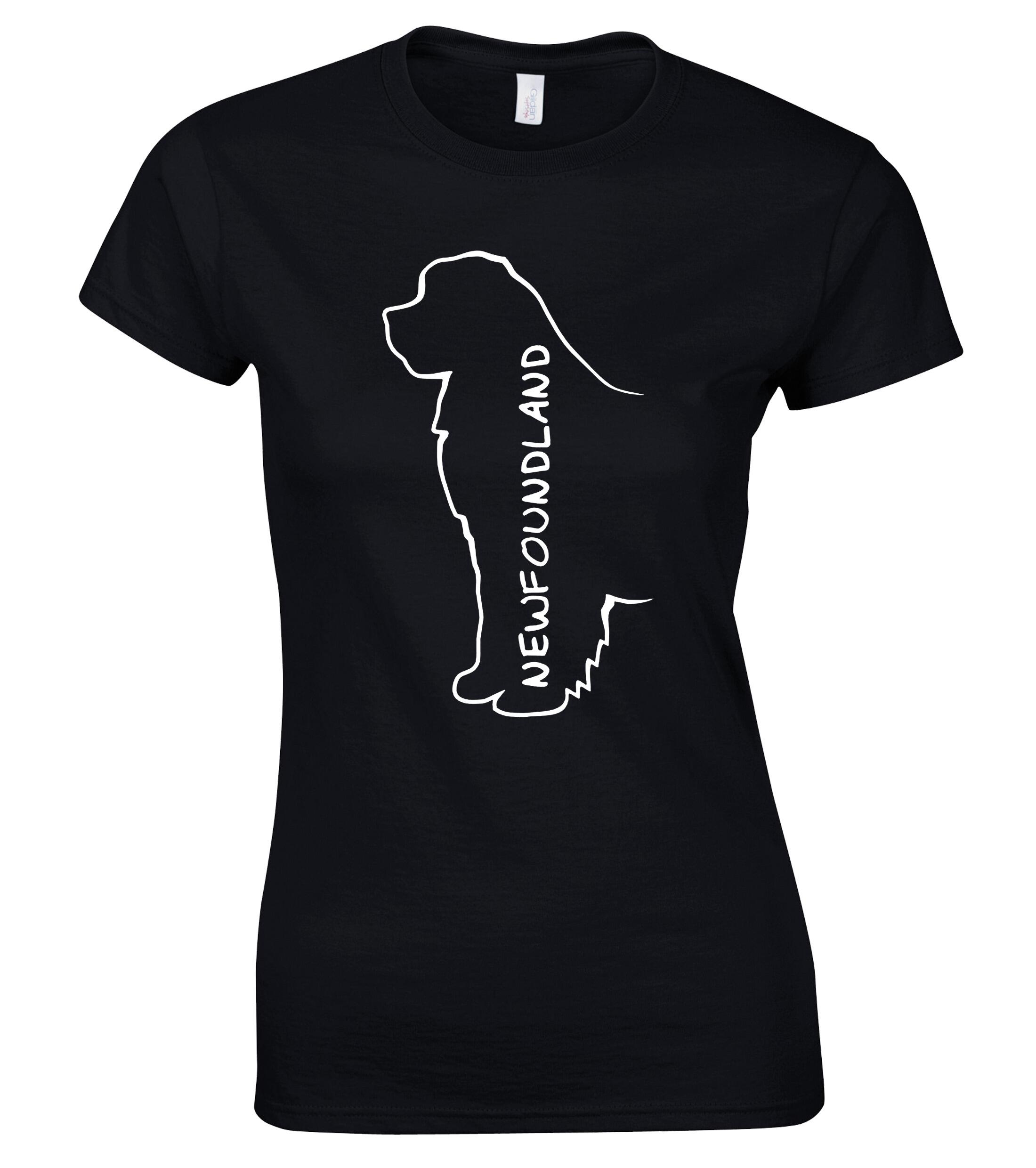 Female Roundneck T-shirt with exclusive Newfoundland breed design, made from soft premium cotton for breathable, all-day comfort, tailored for a flattering fit perfect for dog lovers and casual outings.
