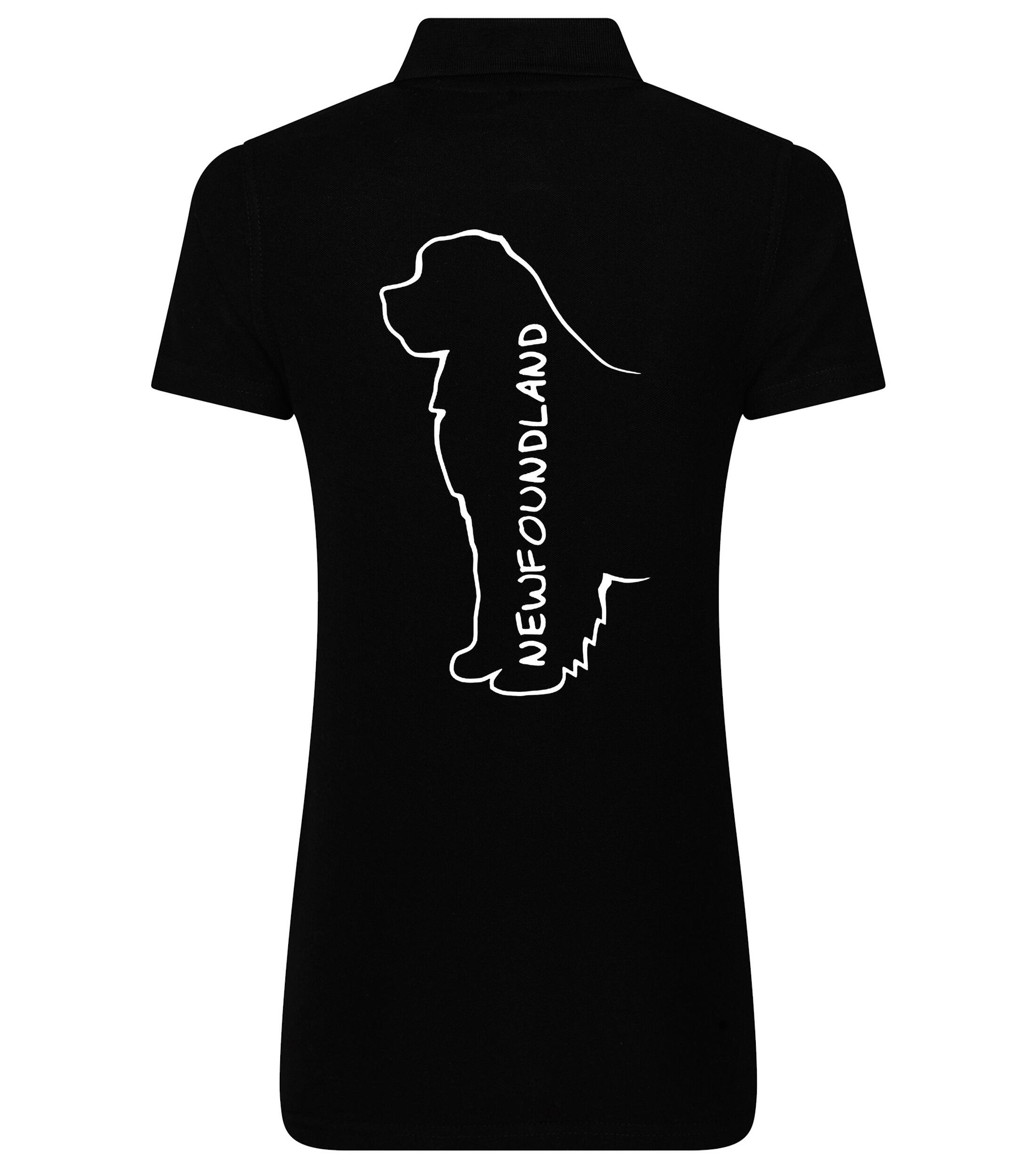 Women's Cotton Polo featuring exclusive Newfoundland dog breed design on the back, crafted from breathable, soft premium cotton with a flattering feminine fit, perfect for casual outings, dog events, and everyday comfort.