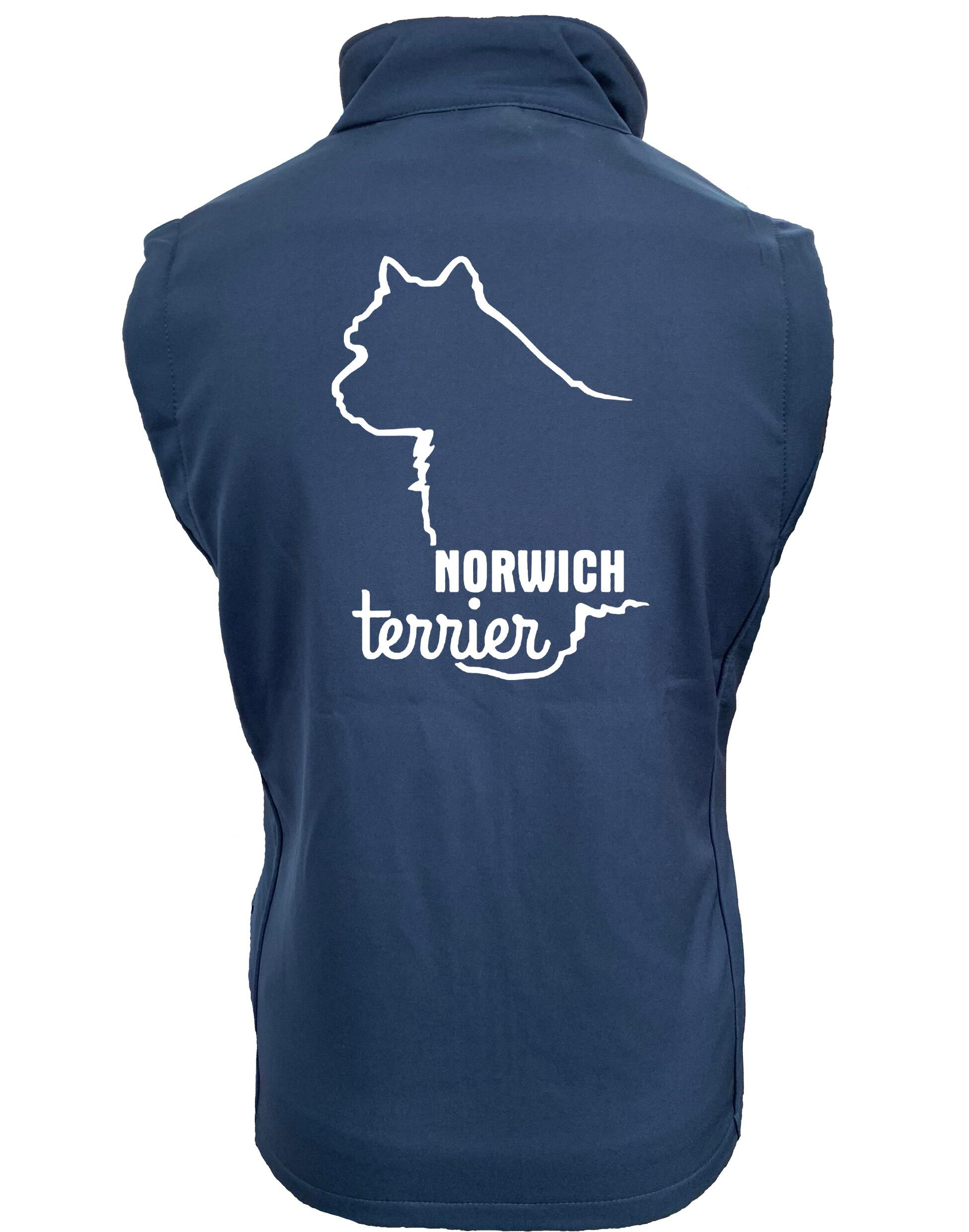 Norwich Terrier Women’s Softshell Gilet featuring exclusive breed artwork, water-resistant fabric, fleece lining, and a tailored feminine fit. Perfect for dog shows, countryside walks, and everyday wear for Norwich Terrier owners.