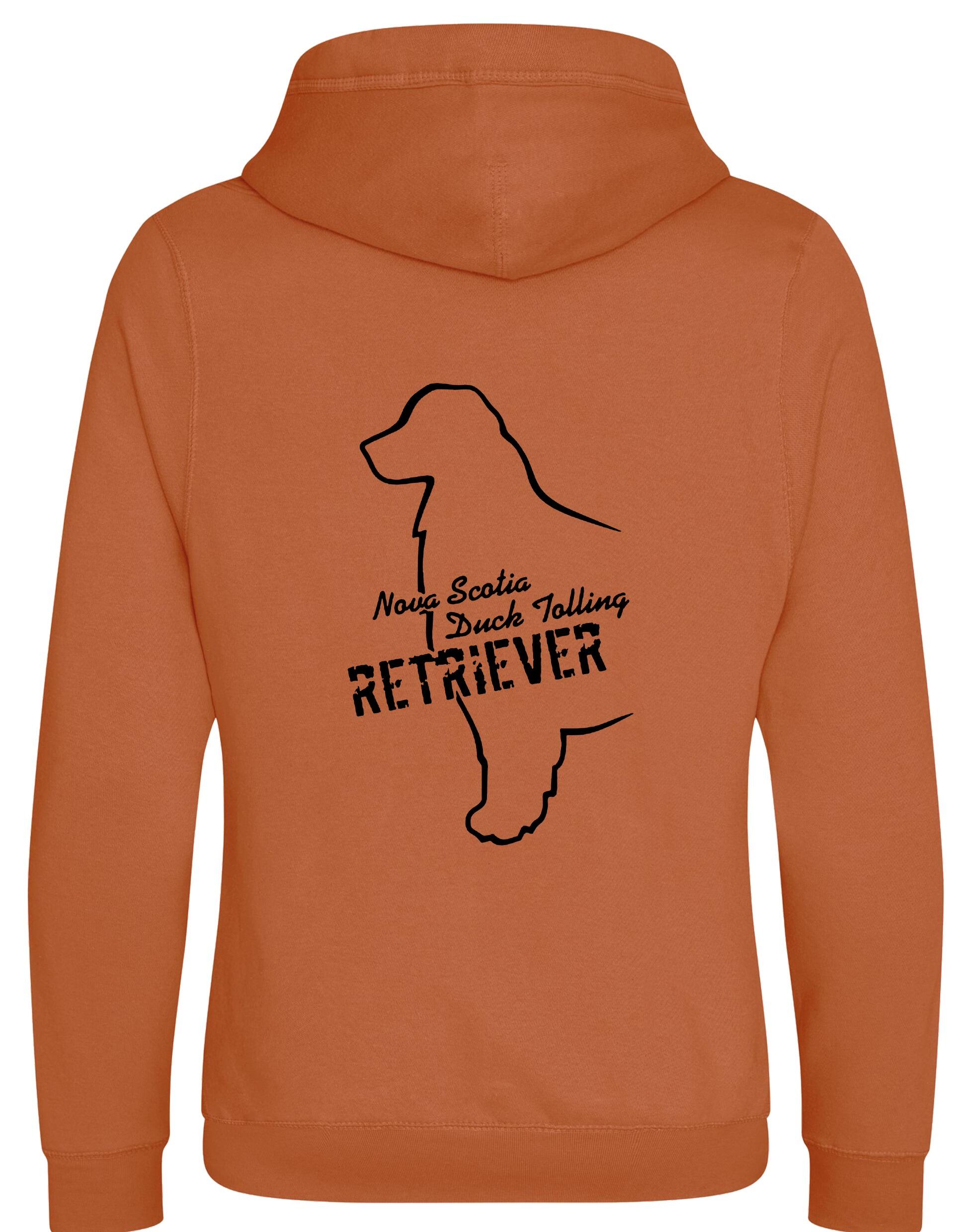 Nova Scotia Duck Tolling Retriever crossneck pullover hoodie featuring a detailed breed design on the back. Soft and breathable heavy-blend fabric with a cozy fleece lining, spacious kangaroo pocket, and ribbed cuffs for a stylish and functional fit. Perfect for dog lovers, outdoor adventures, and everyday wear.