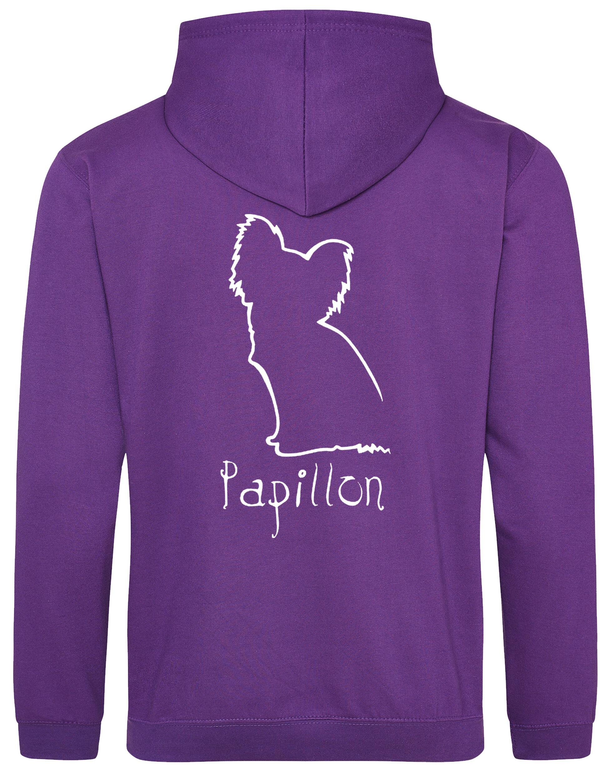 Papillon Pullover Hoodie – fleece-lined, soft, stylish, and personalized with breed artwork. A must-have hoodie for Papillon lovers.