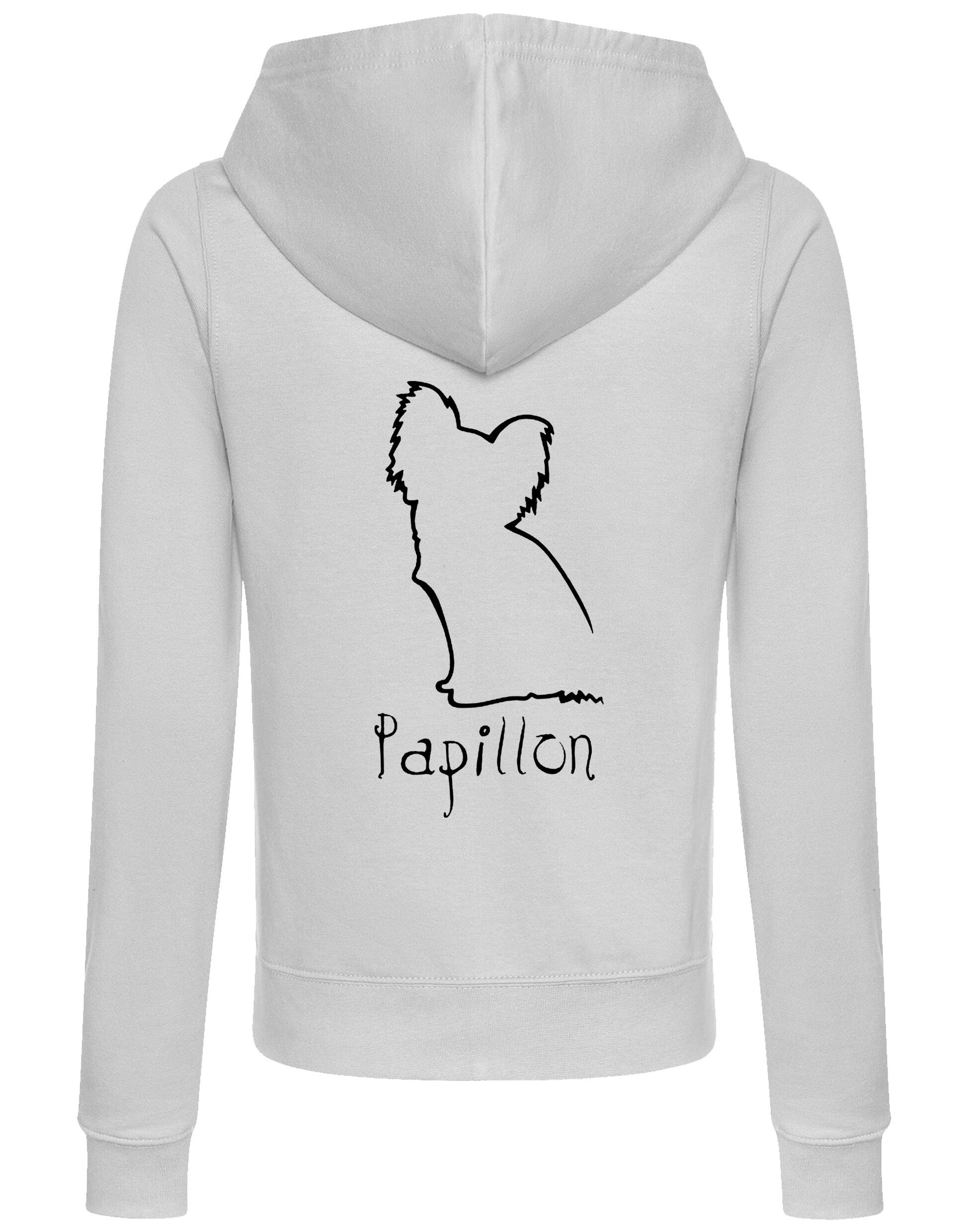 Papillon Women’s Zipped Hoodie – soft, breathable, stylish hoodie featuring an exclusive breed design. Perfect for Papillon lovers and dog owners.