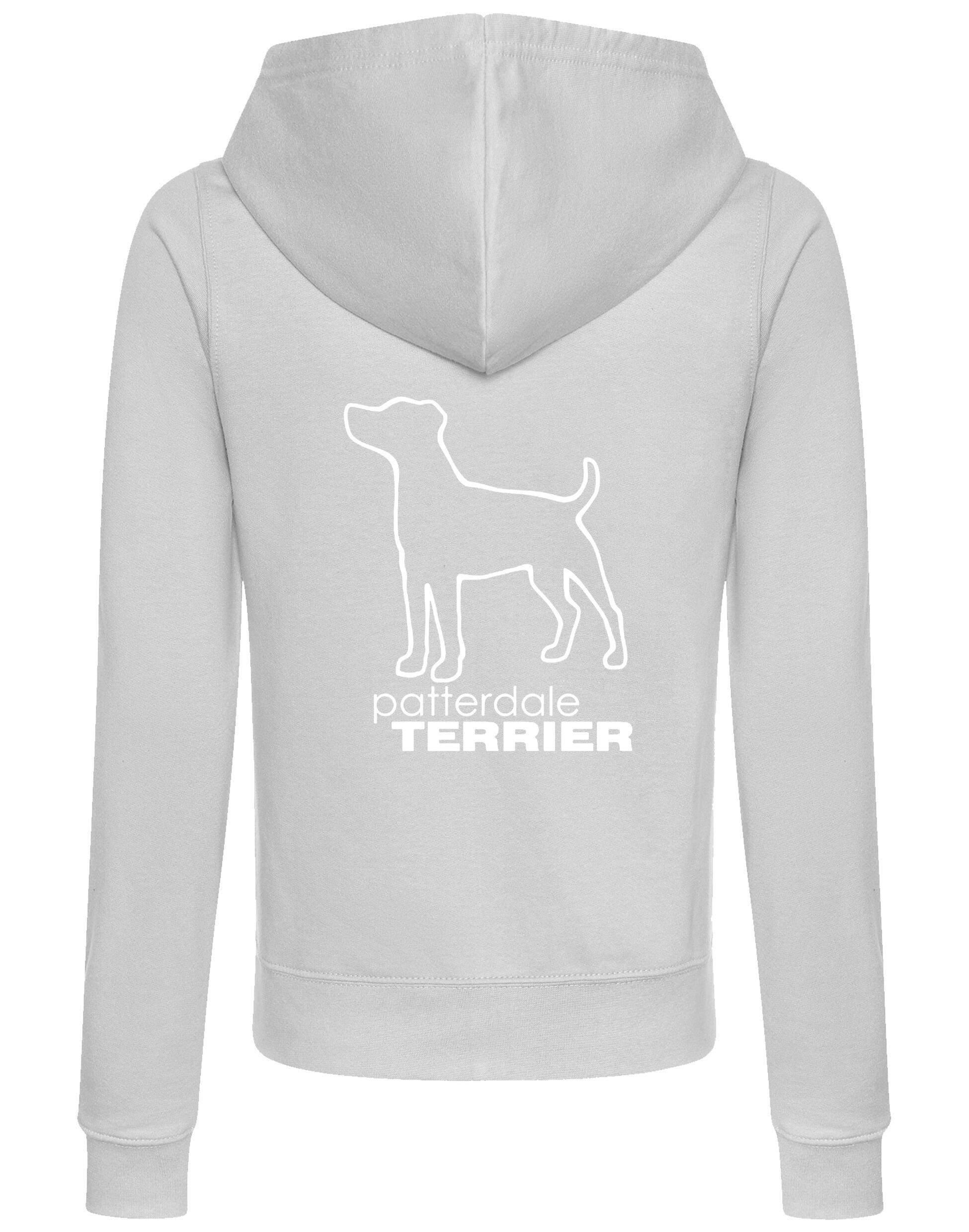Patterdale Terrier Women’s Zipped Hoodie – lightweight yet cozy hoodie featuring exclusive breed artwork, full-zip closure, front pockets, and a comfortable hood, perfect for dog lovers and active lifestyles.