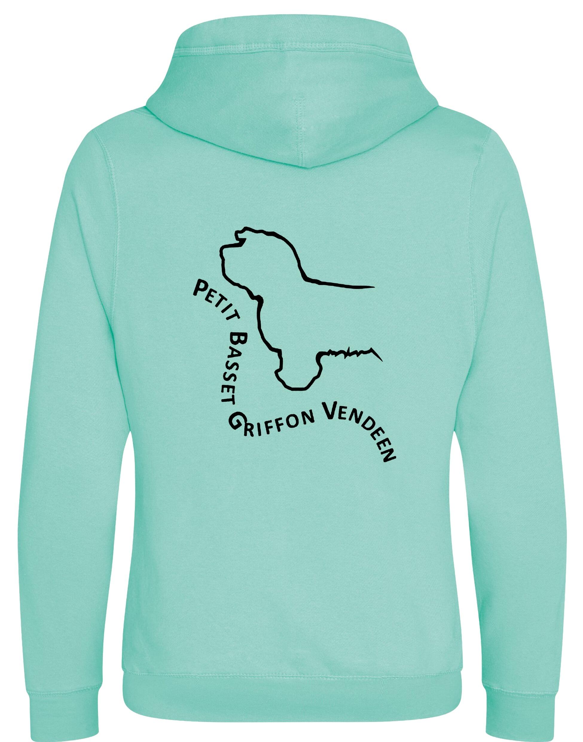 Petit Basset Griffon Vendéen Crossneck Pullover Hoodie – fleece-lined hoodie with exclusive breed artwork, crossneck hood, and kangaroo pocket for warmth and style.