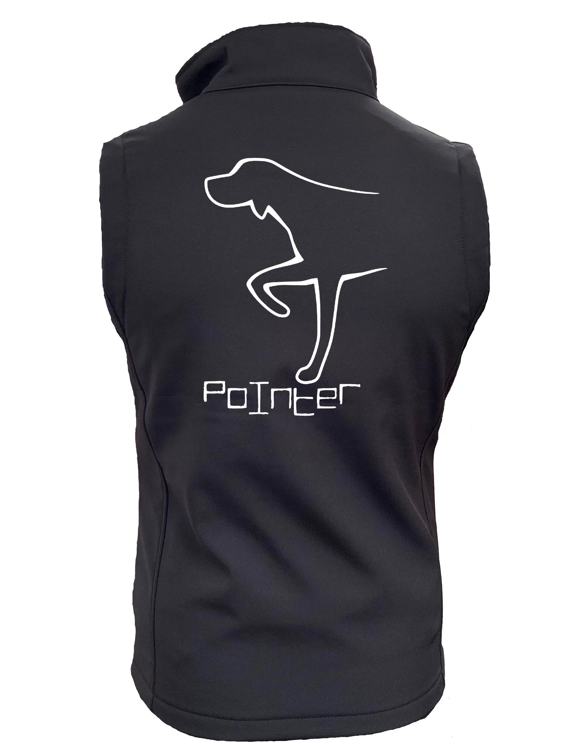 Pointer Women’s Softshell Gilet – water-resistant, fleece-lined gilet featuring exclusive Pointer artwork, tailored for comfort and style, perfect for Pointer lovers and outdoor enthusiasts.