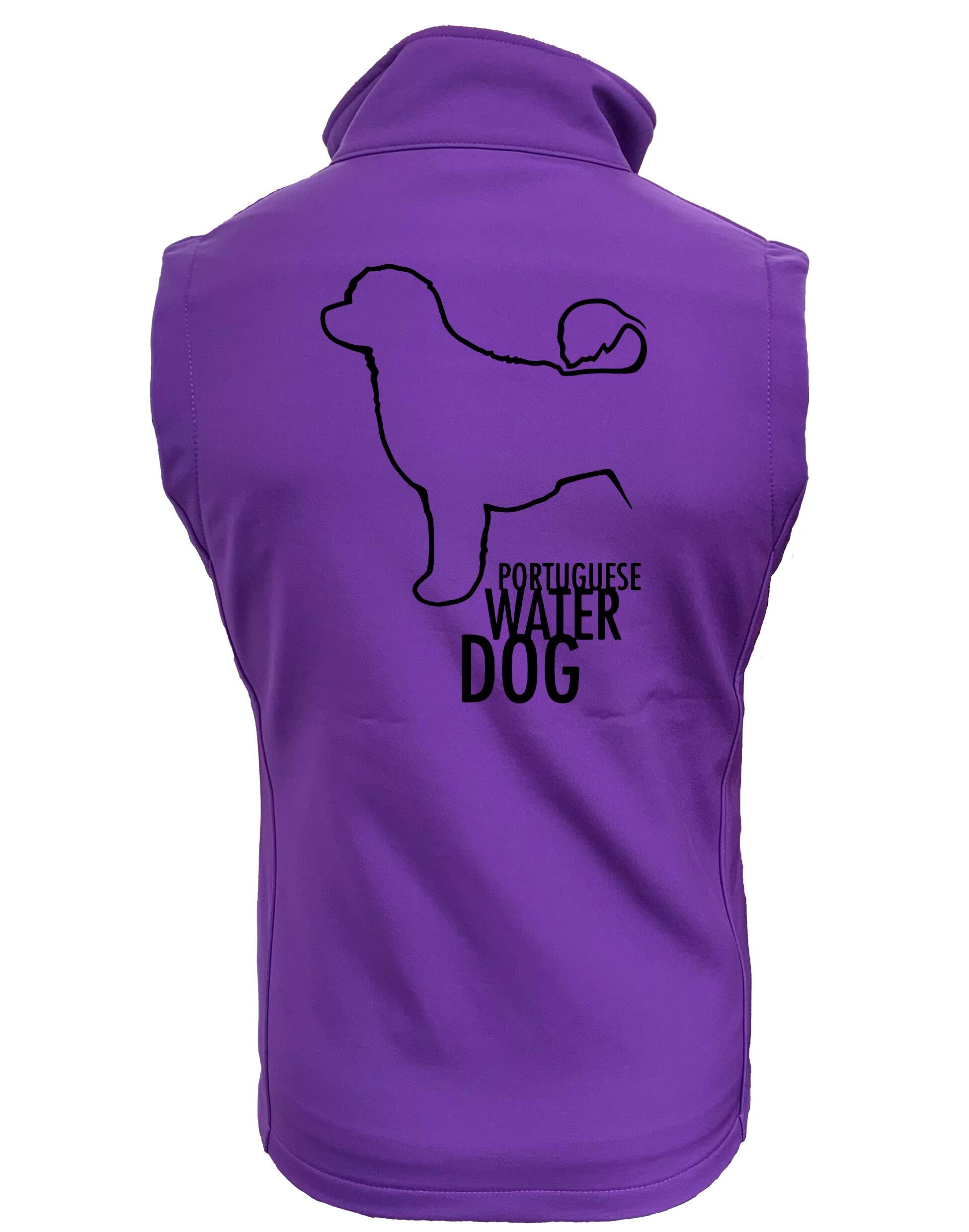 Unisex Portuguese Water Dog Softshell Jacket showcasing durable, water-resistant fabric, cozy fleece lining, and exclusive artwork celebrating the breed’s agility and charm.