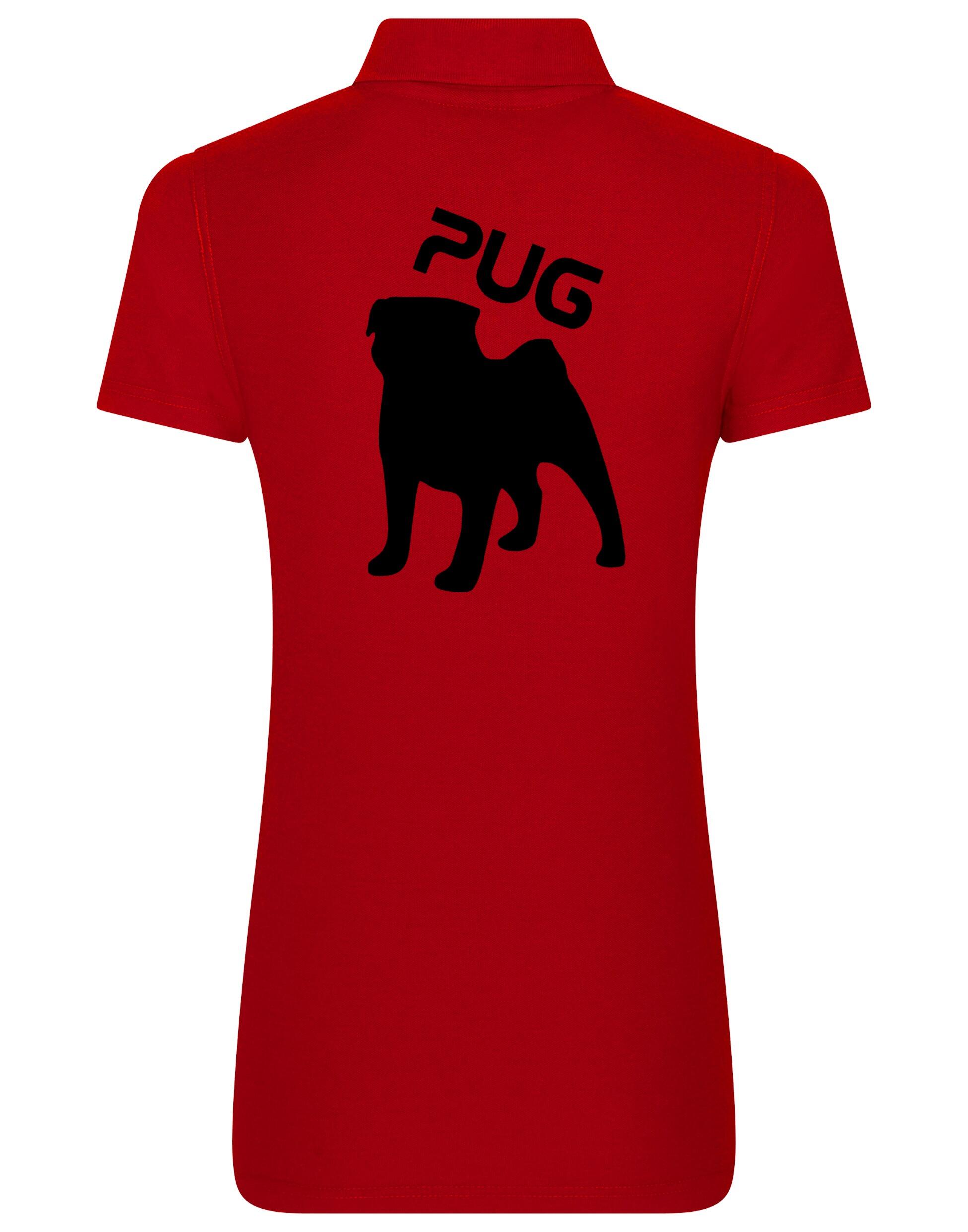 Women's Cotton Polo featuring an exclusive Pug (Silhouette) design, crafted from premium breathable cotton for all-day comfort and a flattering feminine fit, perfect for Pug enthusiasts.