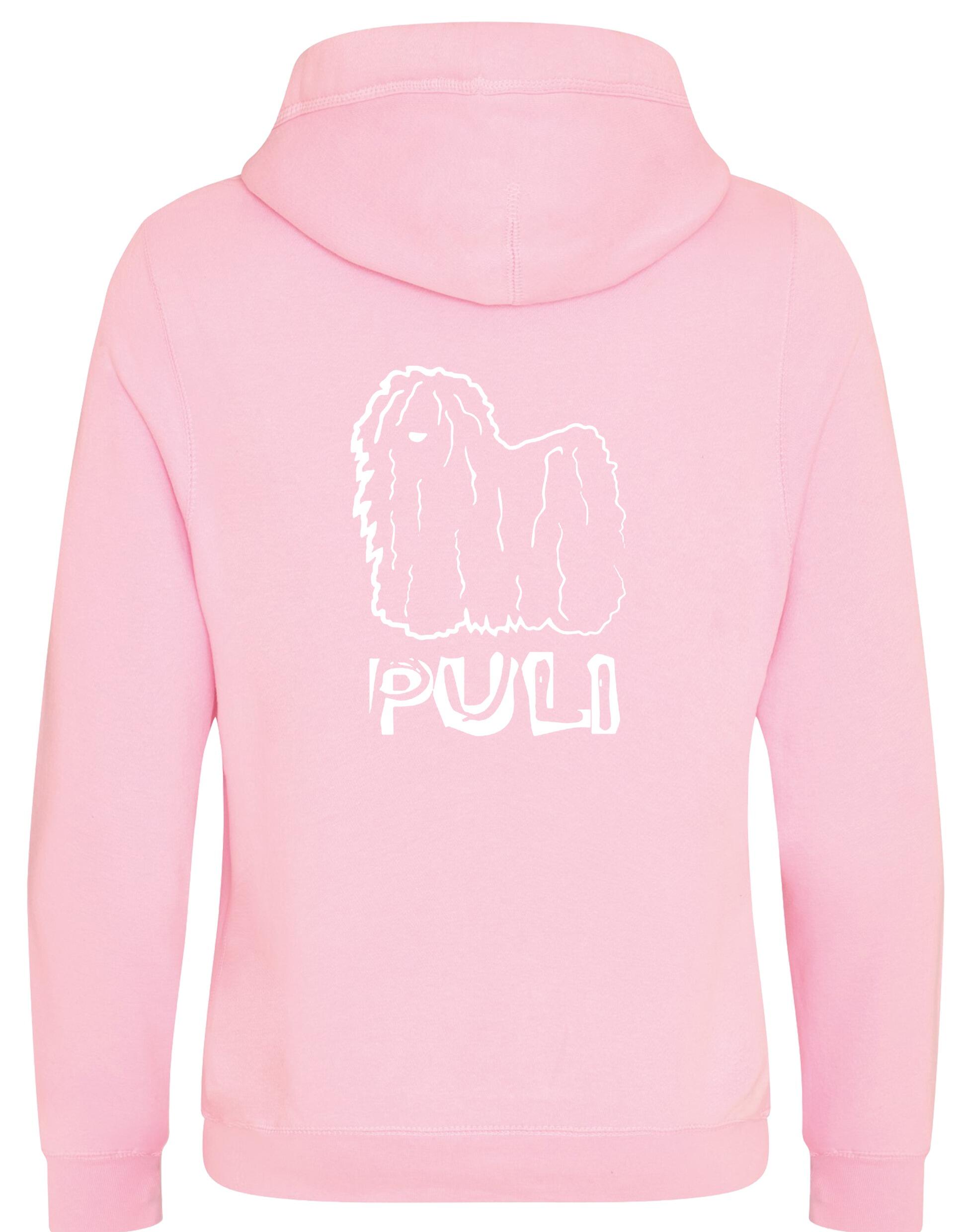 Unisex Hungarian Puli Crossneck Pullover Hoodie featuring exclusive breed artwork, crafted from premium heavy-blend fabric with a cozy brushed fleece interior, a spacious kangaroo pocket, and a modern crossneck design for stylish, comfortable outdoor wear.