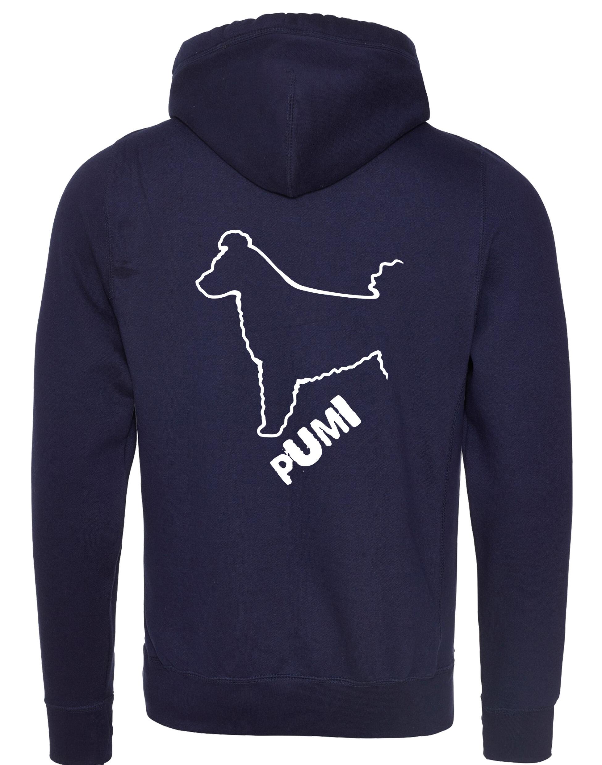 Unisex Hungarian Pumi Crossneck Pullover Hoodie featuring exclusive breed artwork, crafted from premium heavy-blend fabric with a cozy brushed fleece interior, a spacious kangaroo pocket, and a modern crossneck design for stylish, comfortable outdoor wear.