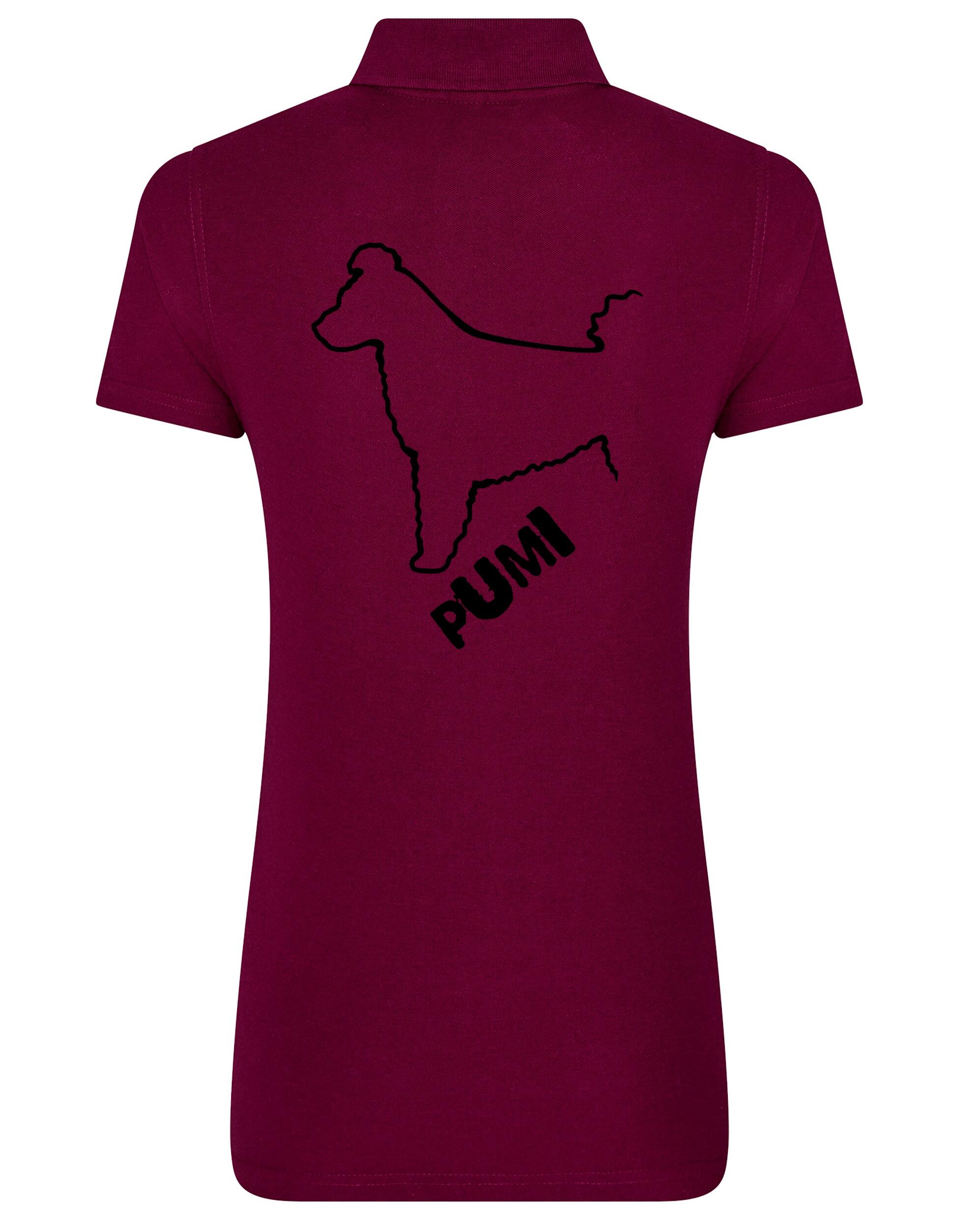 Women's Cotton Polo featuring exclusive Hungarian Pumi artwork, crafted from premium breathable cotton for all-day comfort and a flattering feminine fit, perfect for Hungarian Pumi enthusiasts.