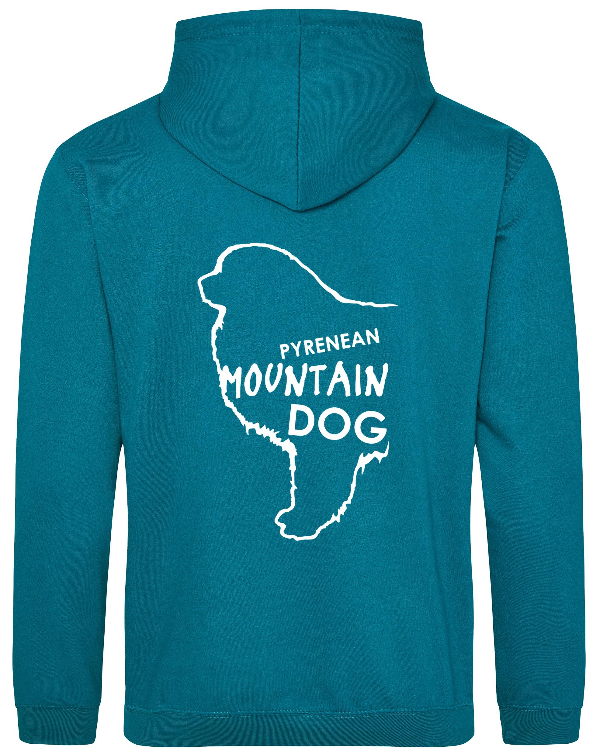 Unisex Pyrenean Mountain Dog Design Pullover Hoodie featuring exclusive breed artwork with personalization options, crafted from premium heavy-blend fabric with a cozy brushed fleece interior, ribbed cuffs, and a double-fabric hood for stylish, comfortable outdoor wear.