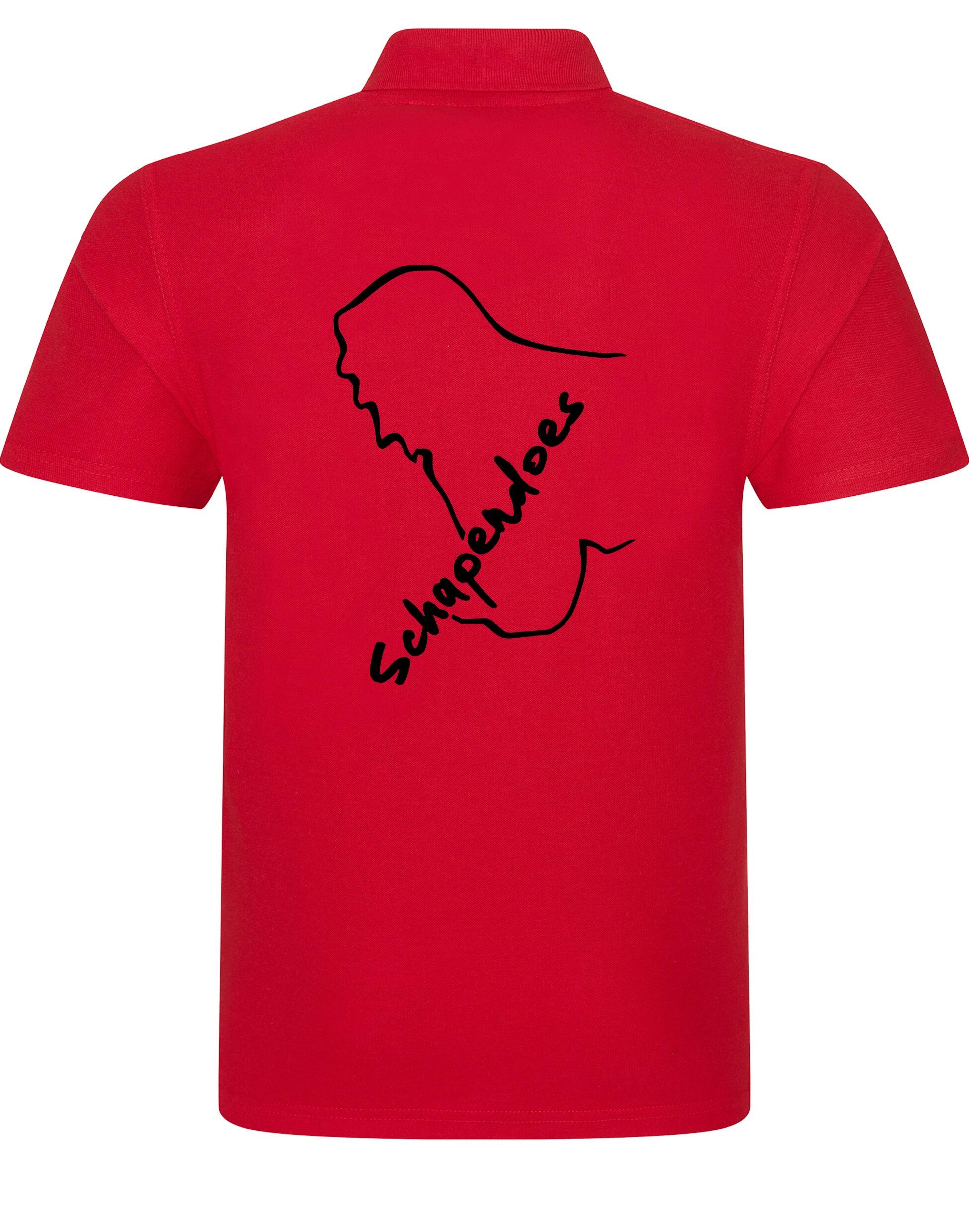 Unisex cotton polo shirt featuring exclusive Schapendoes breed design, breathable lightweight fabric, and relaxed fit – perfect for Schapendoes dog lovers.