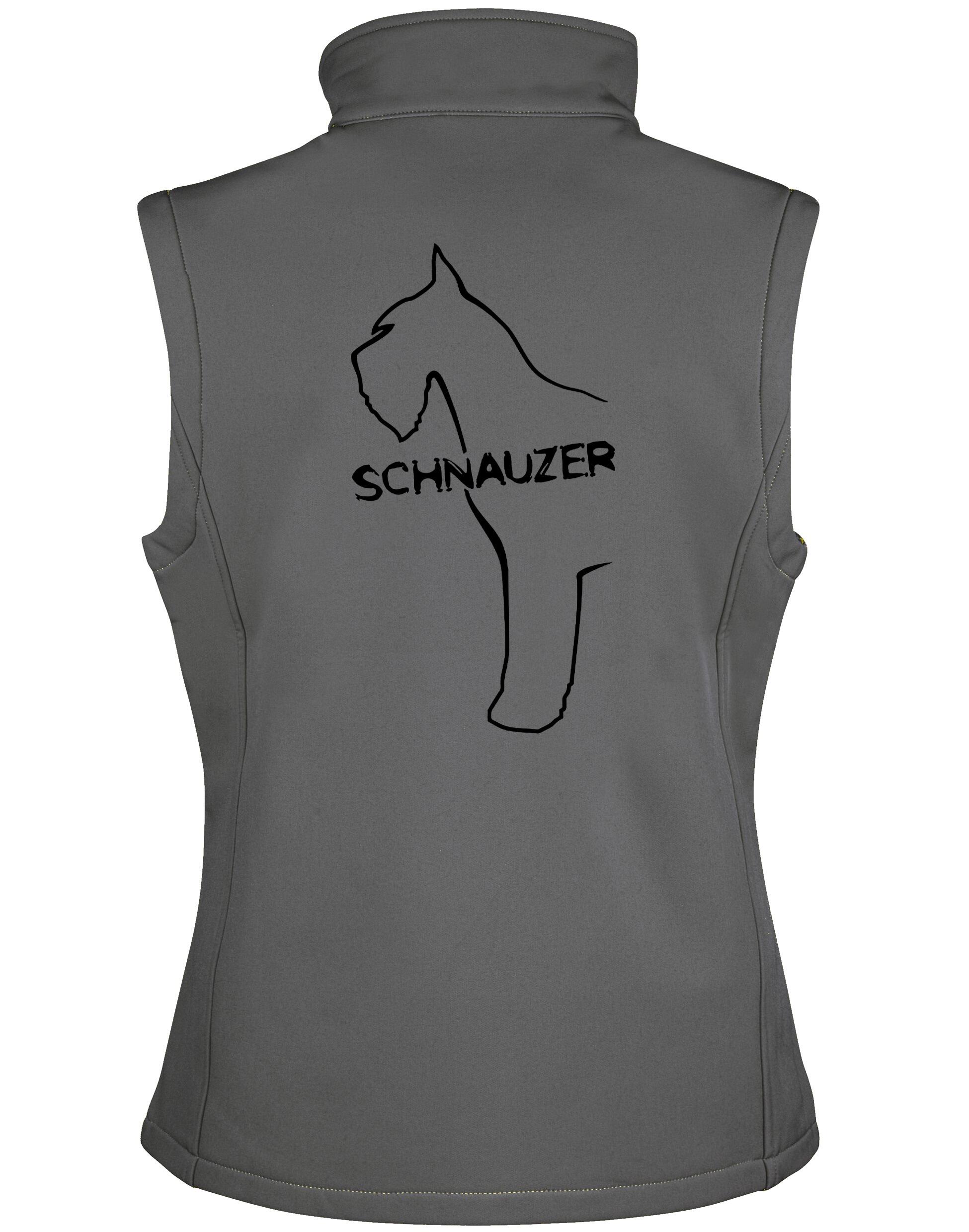 Unisex Softshell Gilet featuring exclusive Schnauzer design, water-resistant exterior, and lightweight construction, perfect for Schnauzer enthusiasts seeking style and comfort in all weather conditions.