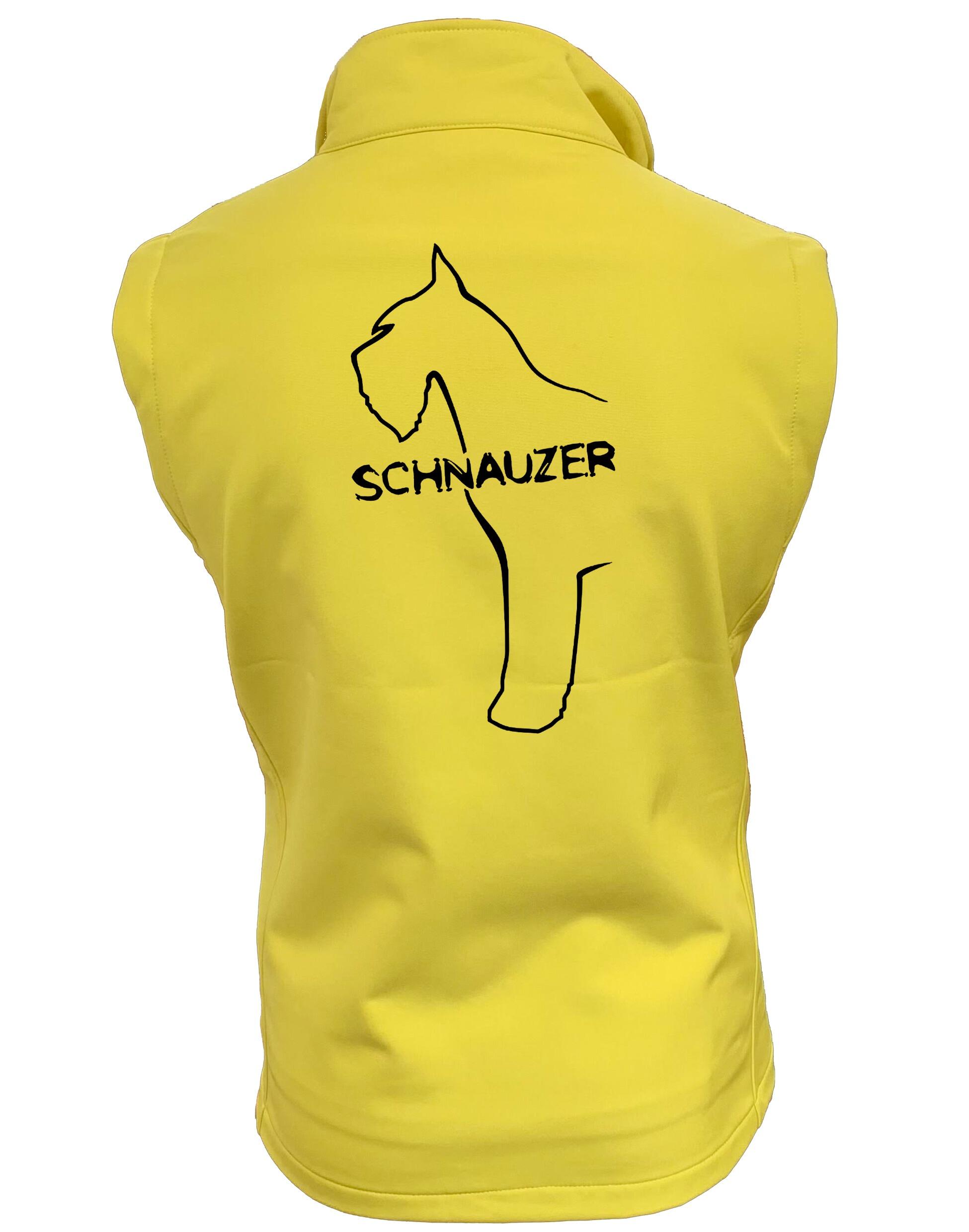 Unisex Softshell Gilet featuring exclusive Schnauzer design, water-resistant exterior, and lightweight construction, perfect for Schnauzer enthusiasts seeking style and comfort in all weather conditions.