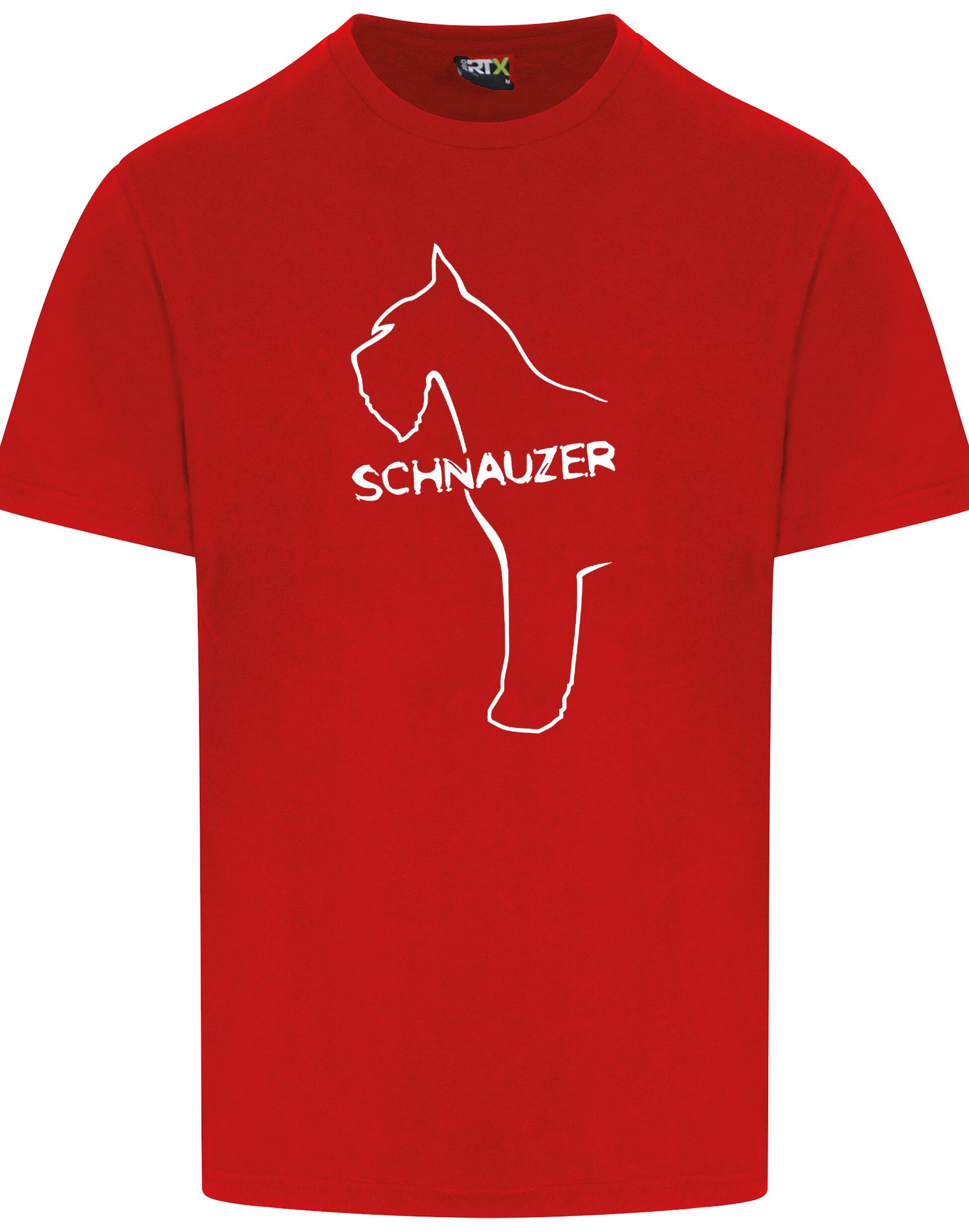 Schnauzer Unisex Roundneck T-shirt featuring exclusive breed design on the front. Soft cotton fabric with relaxed fit, perfect for Schnauzer dog lovers.