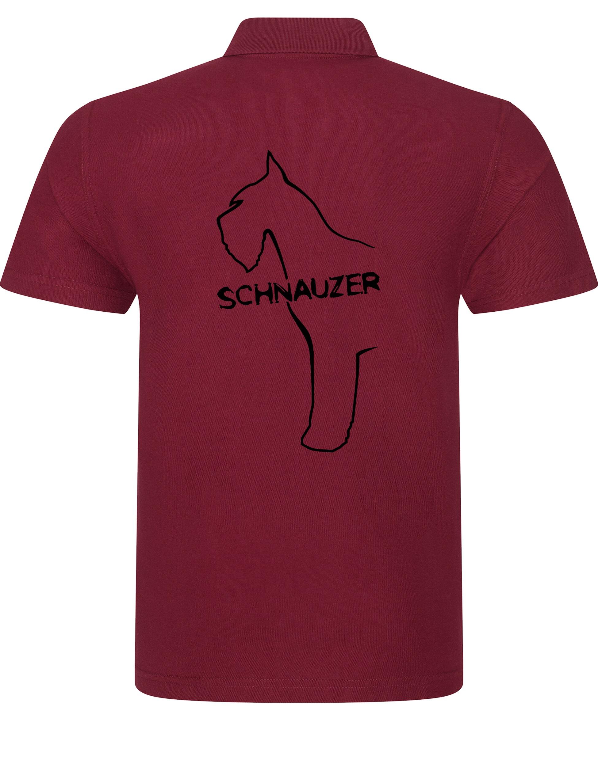 Schnauzer Unisex Cotton Polo featuring exclusive breed design on the back, breathable fabric, and relaxed unisex fit. Perfect for Schnauzer lovers.