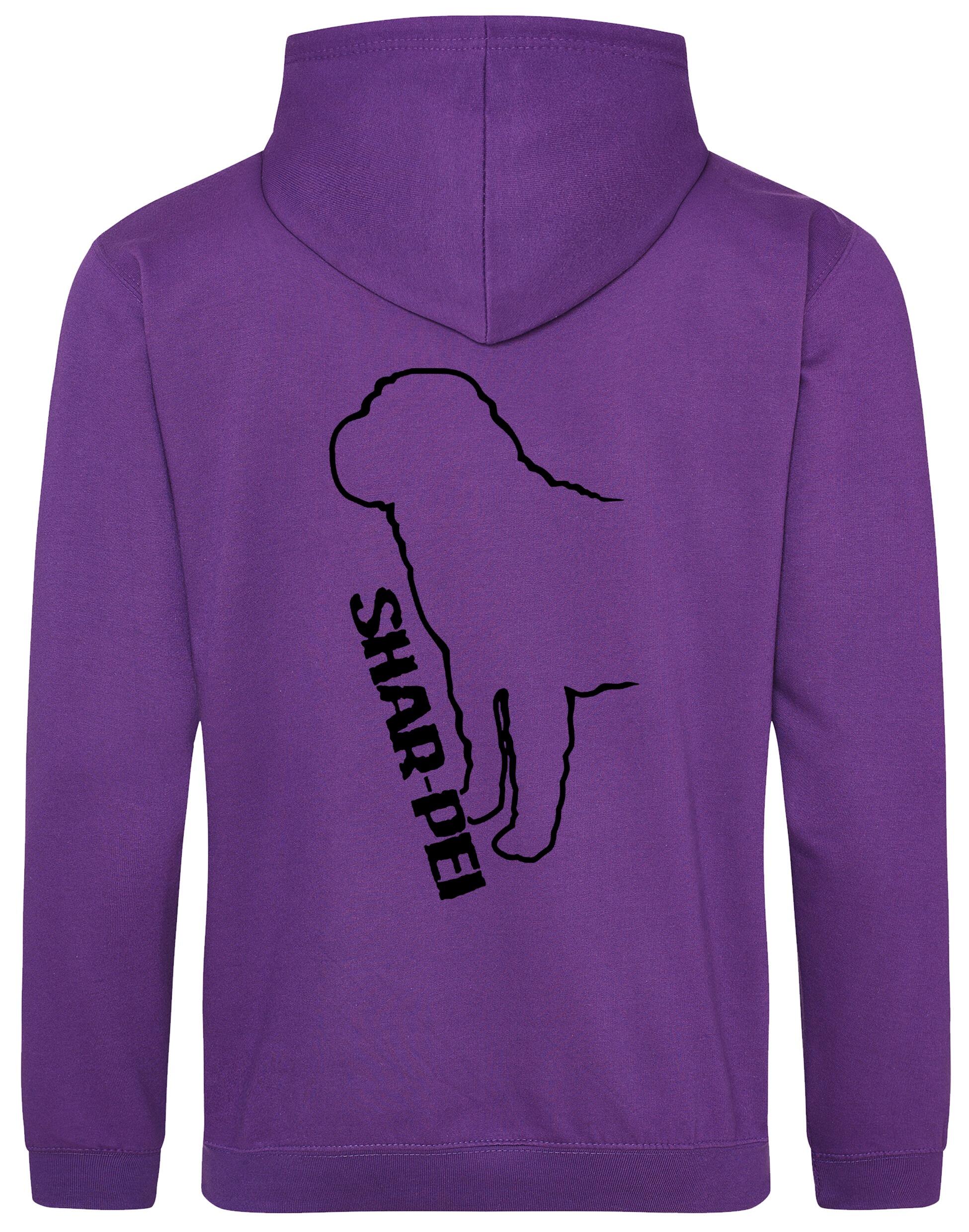 Shar Pei Design Pullover Hoodie featuring exclusive breed artwork, double-fabric hood, and kangaroo pocket.