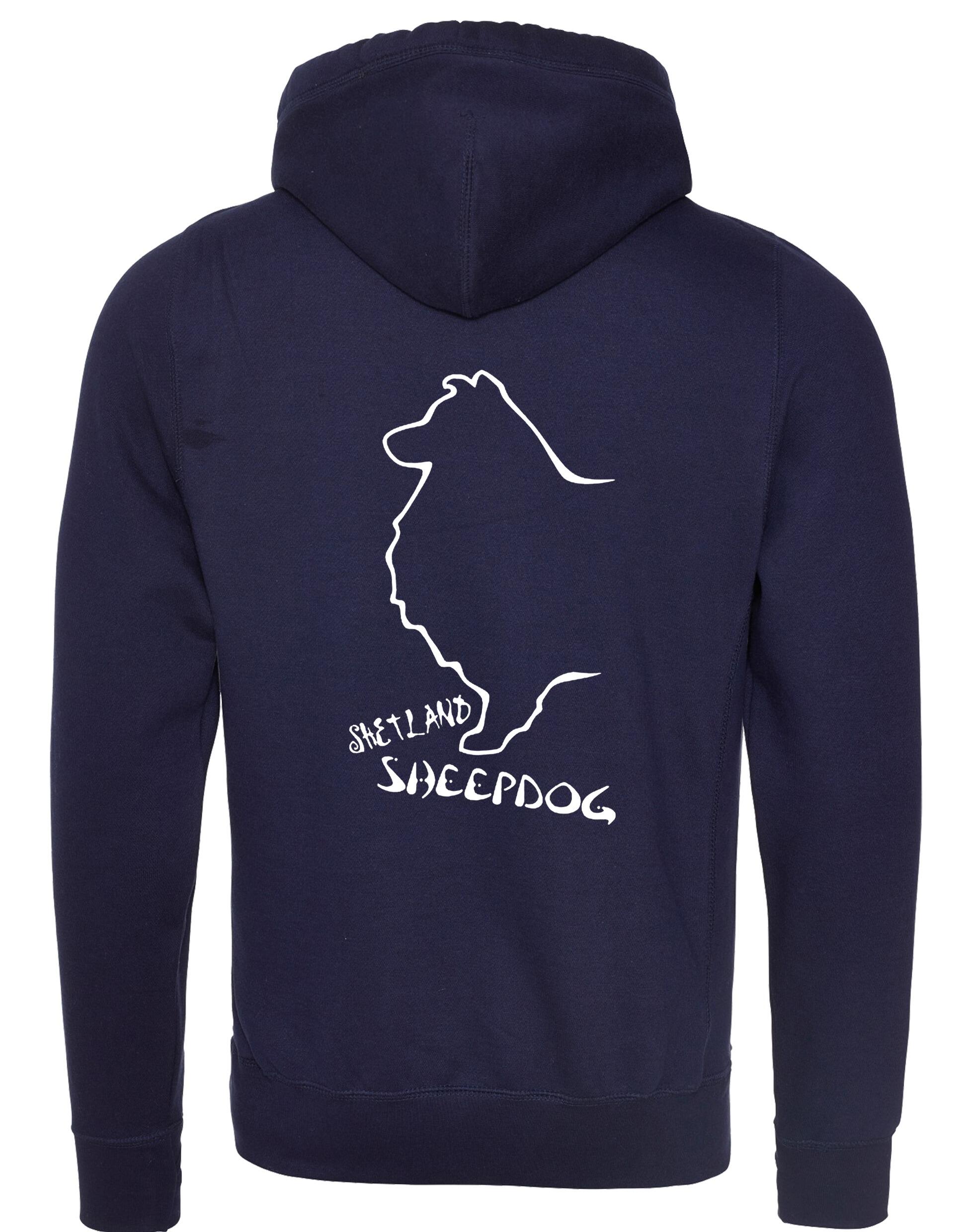 Unisex Crossneck Pullover Hoodie featuring exclusive Shetland Sheepdog graphic design.