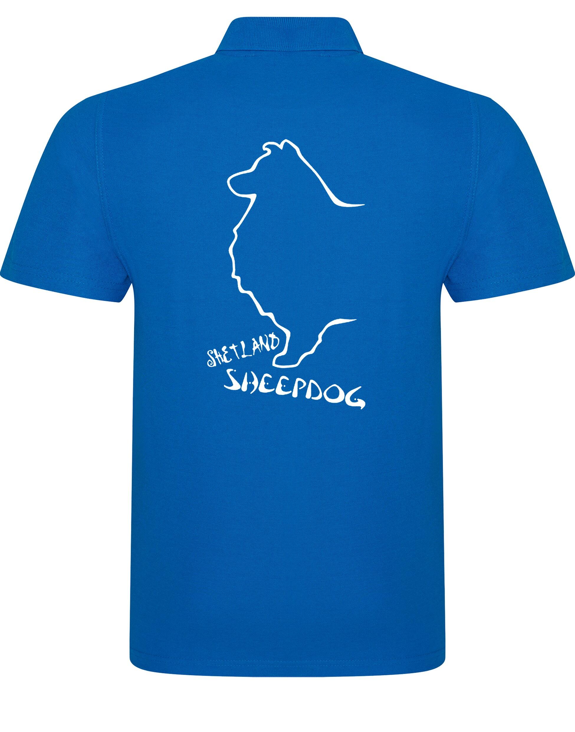 Unisex Cotton Polo featuring exclusive Shetland Sheepdog artwork on the back