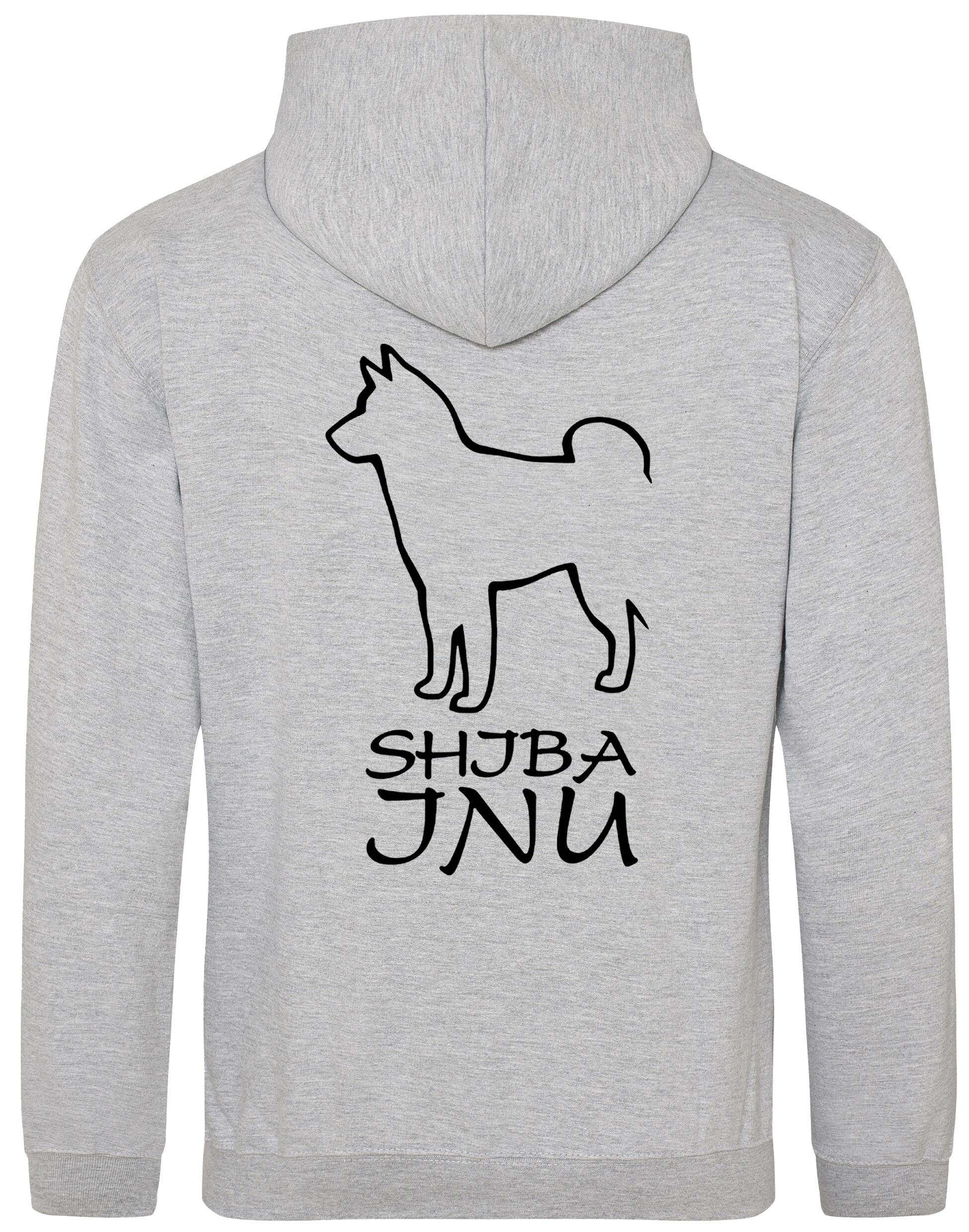 Heavy-blend pullover hoodie with exclusive Shiba Inu artwork on the back and paw prints on the front, featuring a kangaroo pouch pocket and double-fabric hood – ideal for dog lovers seeking comfort, warmth, and breed pride.