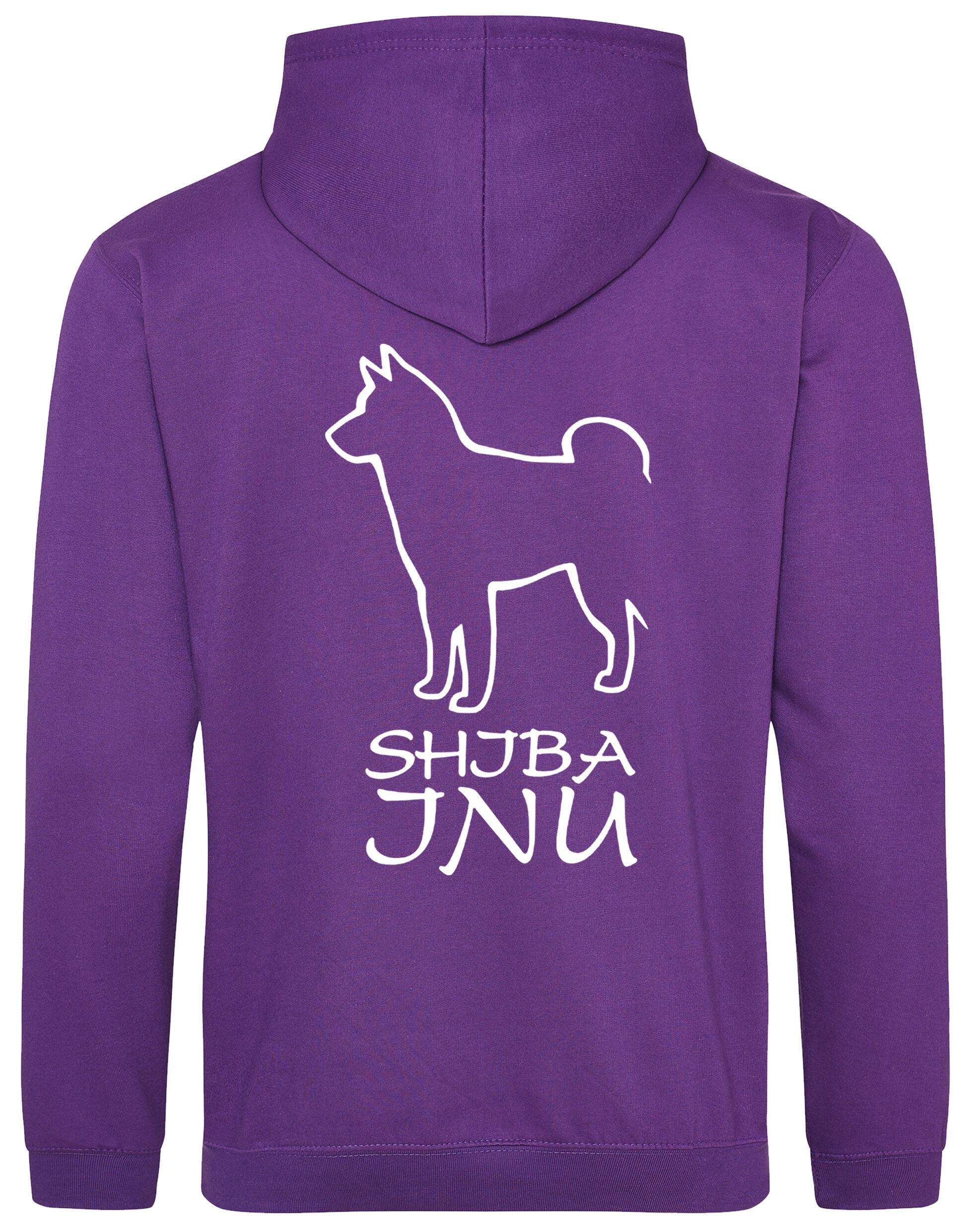 Heavy-blend pullover hoodie with exclusive Shiba Inu artwork on the back and paw prints on the front, featuring a kangaroo pouch pocket and double-fabric hood – ideal for dog lovers seeking comfort, warmth, and breed pride.