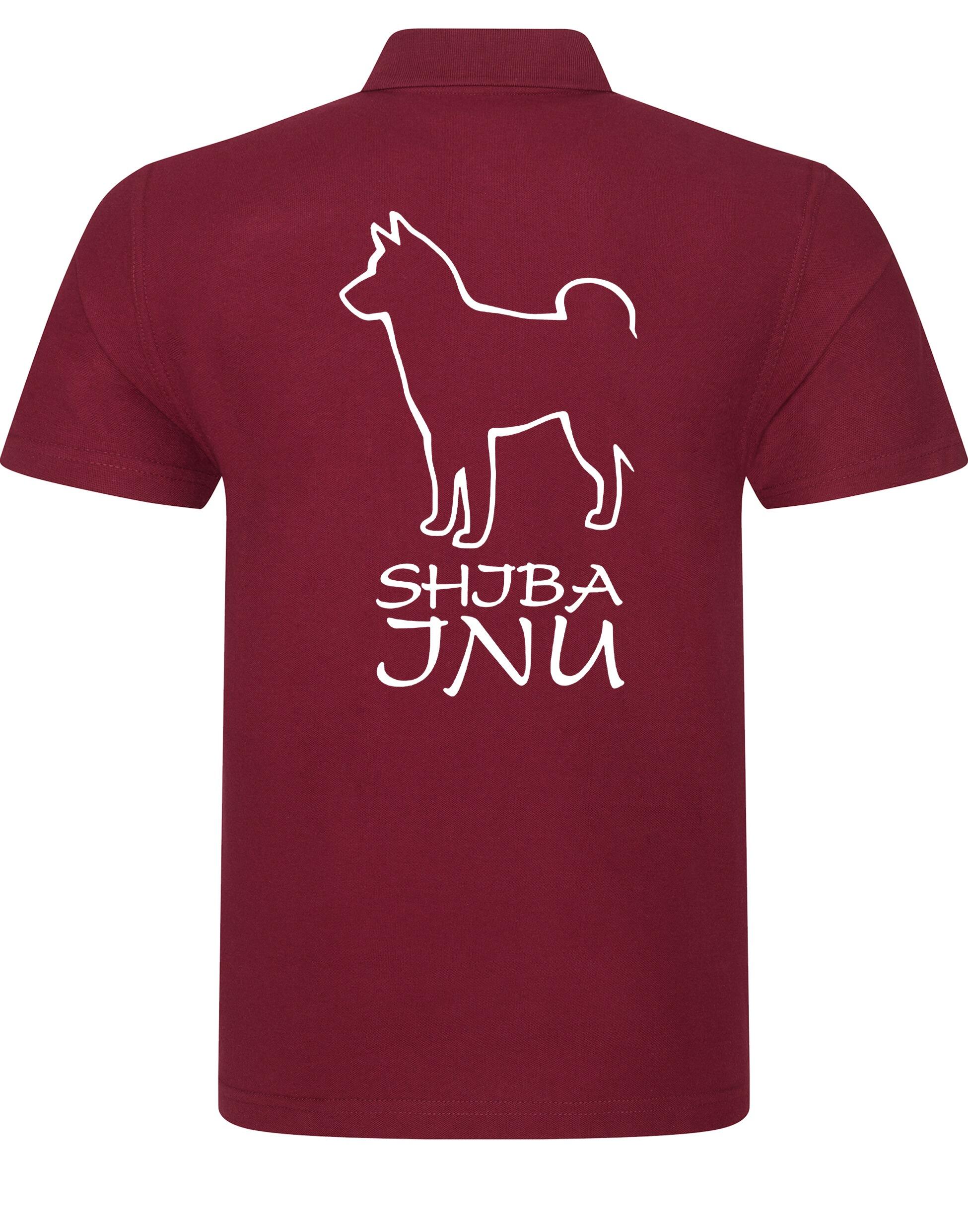 Unisex cotton polo shirt with exclusive Shiba Inu design on the back, made from lightweight breathable fabric with a relaxed fit, perfect for casual wear, dog events, or everyday outings.