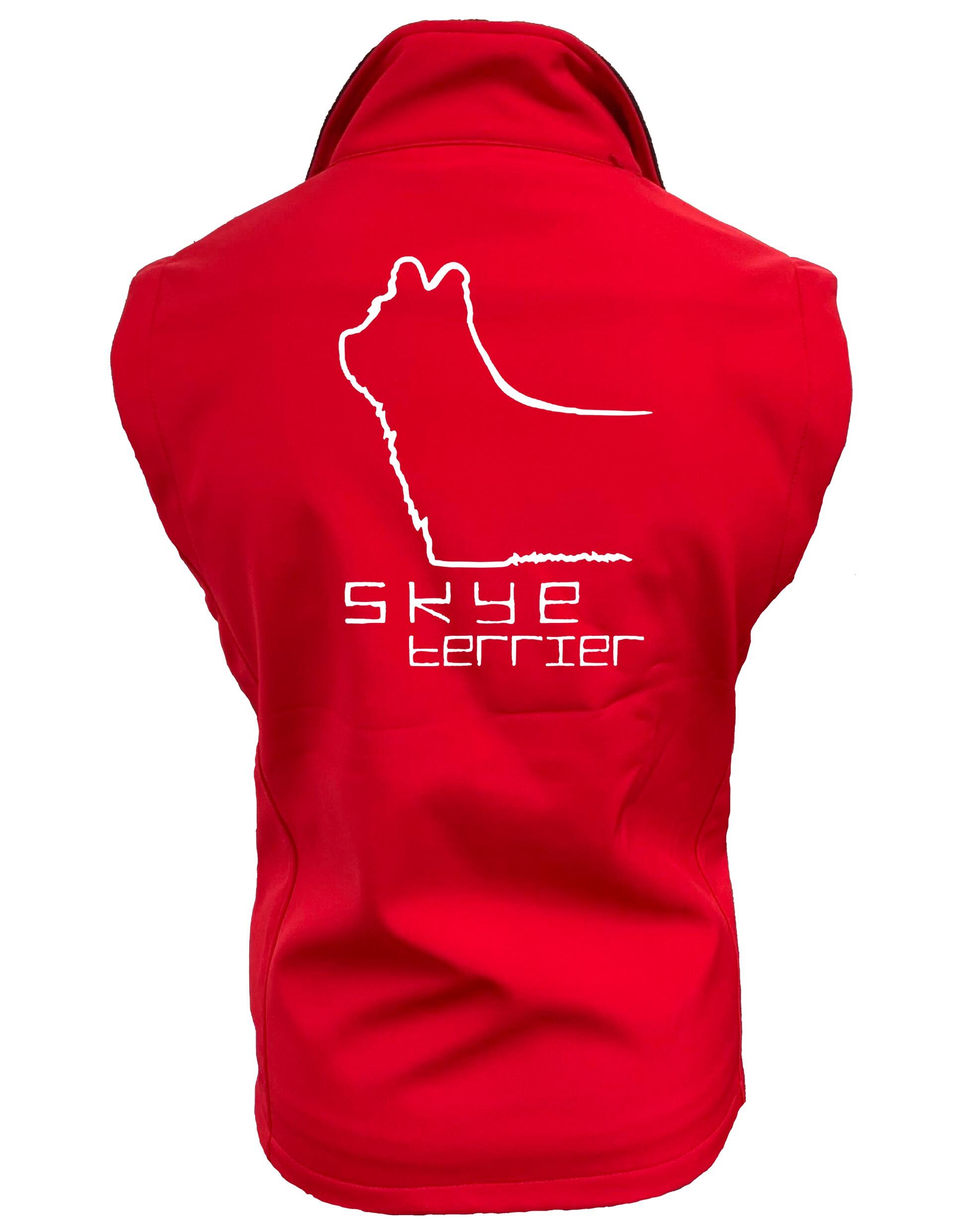 Unisex softshell jacket featuring detailed Skye Terrier artwork on the back, designed with water-resistant fabric and fleece lining—perfect for outdoor wear, dog events, and breed enthusiasts.