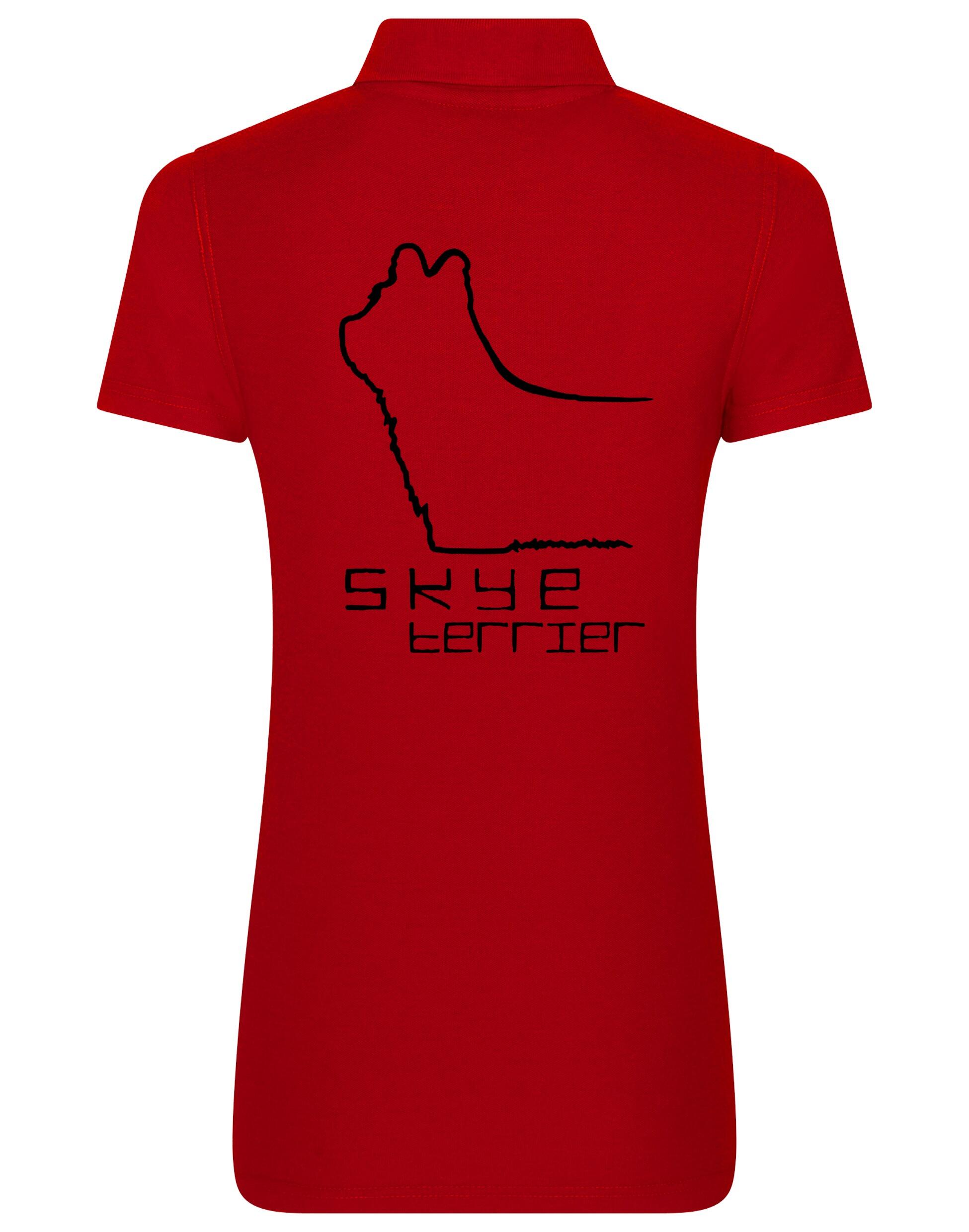 Women’s cotton polo featuring exclusive Skye Terrier artwork on the back. Soft and breathable with a flattering feminine fit, perfect for casual outings, dog shows, or breed club events.