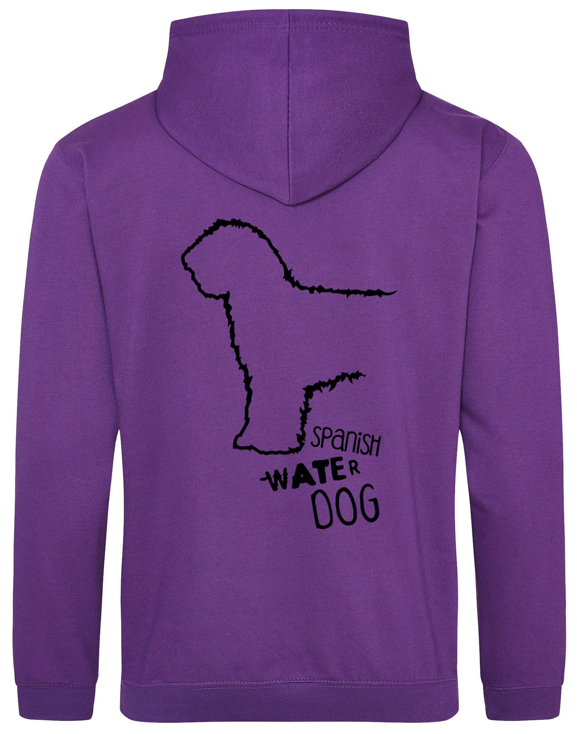 Pullover hoodie featuring Spanish Water Dog artwork on the back and paw prints on the front. Heavy-blend fabric with a brushed fleece interior, double-fabric hood, kangaroo pocket, and ribbed cuffs—ideal for cold weather, breed events, and casual comfort.Pullover hoodie featuring Spanish Water Dog artwork on the back and paw prints on the front. Heavy-blend fabric with a brushed fleece interior, double-fabric hood, kangaroo pocket, and ribbed cuffs—ideal for cold weather, breed events, and casual comfort.