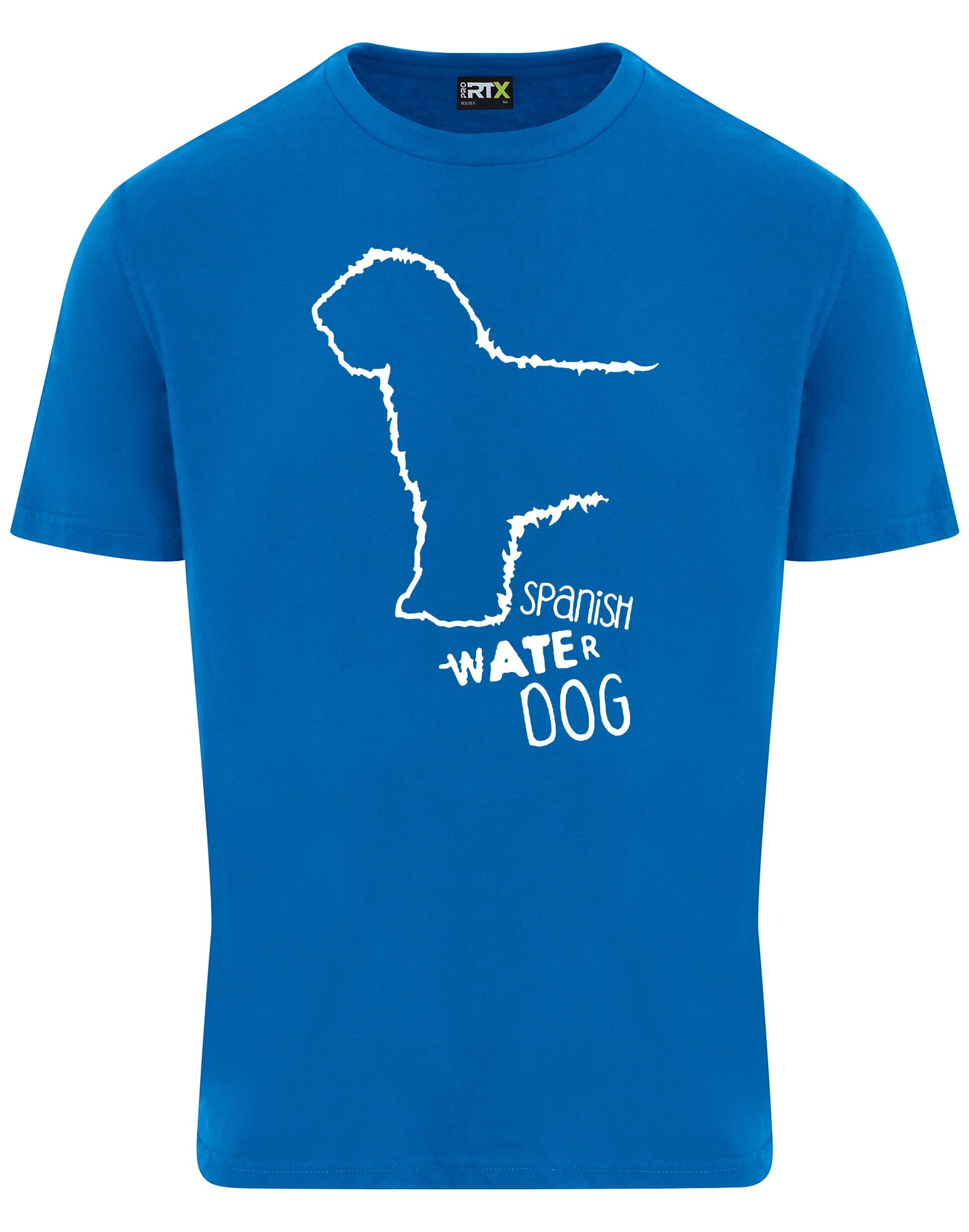 Unisex Roundneck T-shirt with Spanish Water Dog design printed on the front. Features a relaxed fit, classic neckline, and lightweight cotton for everyday comfort and style. Ideal for breed lovers and casual wear.