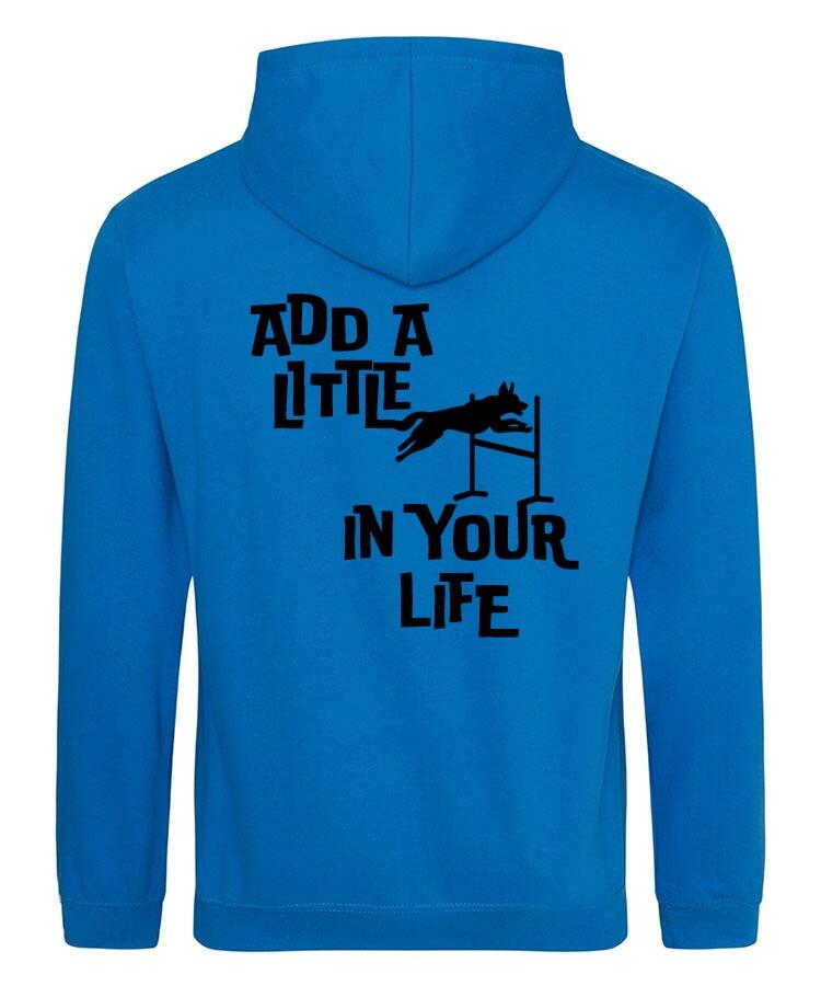 Add a Little Jump Design on a Sapphire Blue Pullover Hoodie Black Print