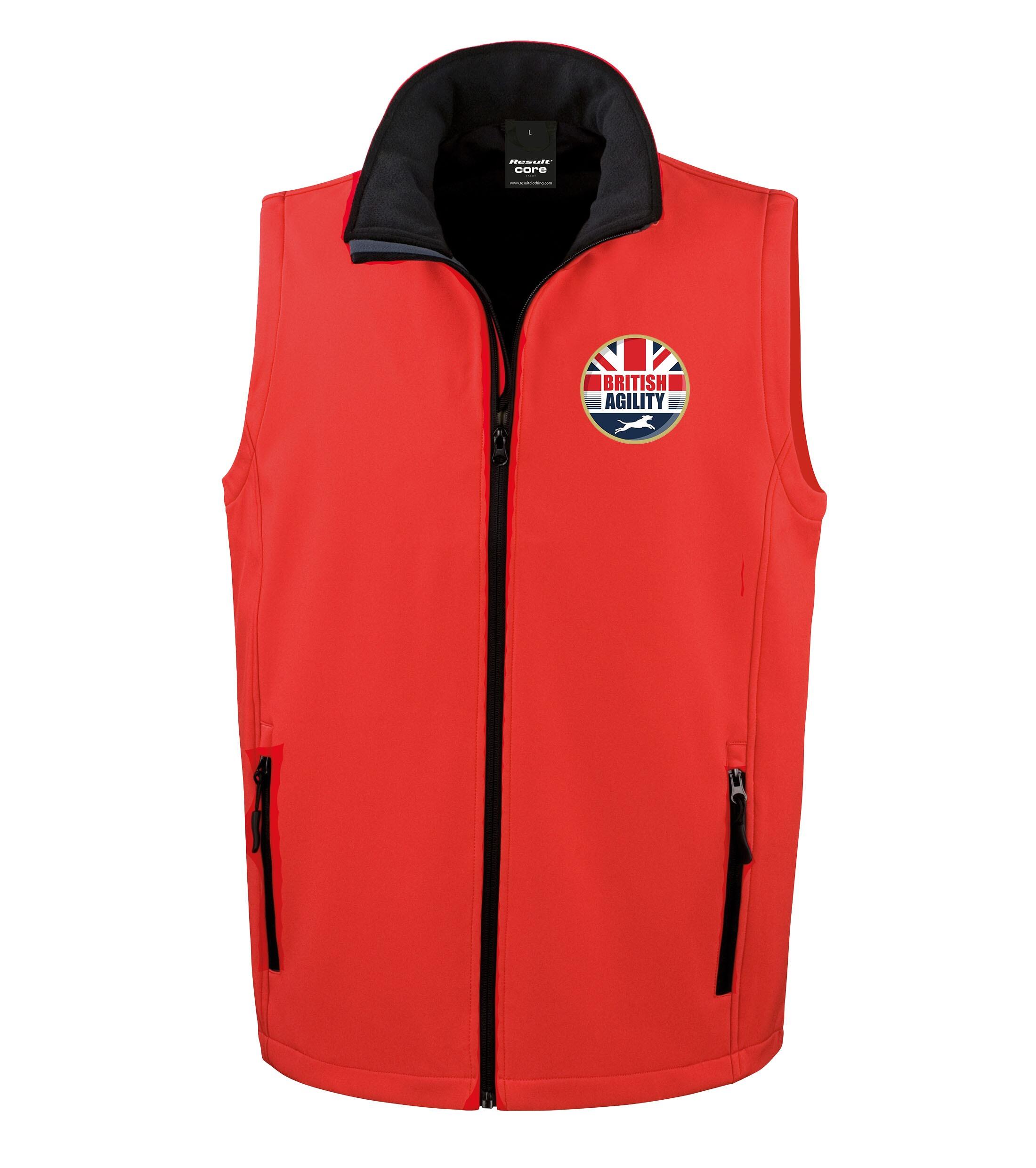 British Agility 2023 Soft Shell Gilet Red Black