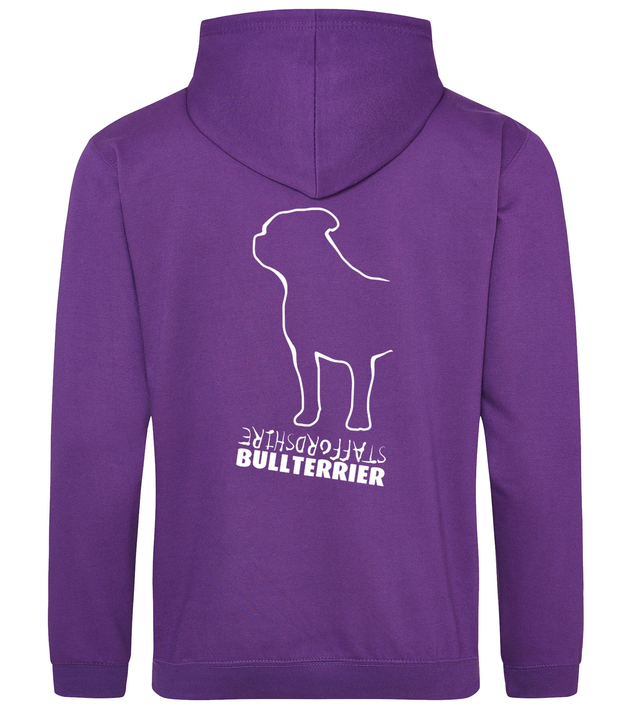 Unisex Staffordshire Bullterrier Pullover Hoodie Purple (White)