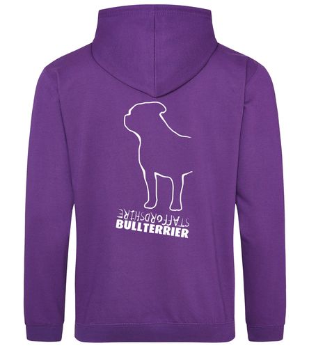 Unisex Staffordshire Bullterrier Pullover Hoodie Purple (White)