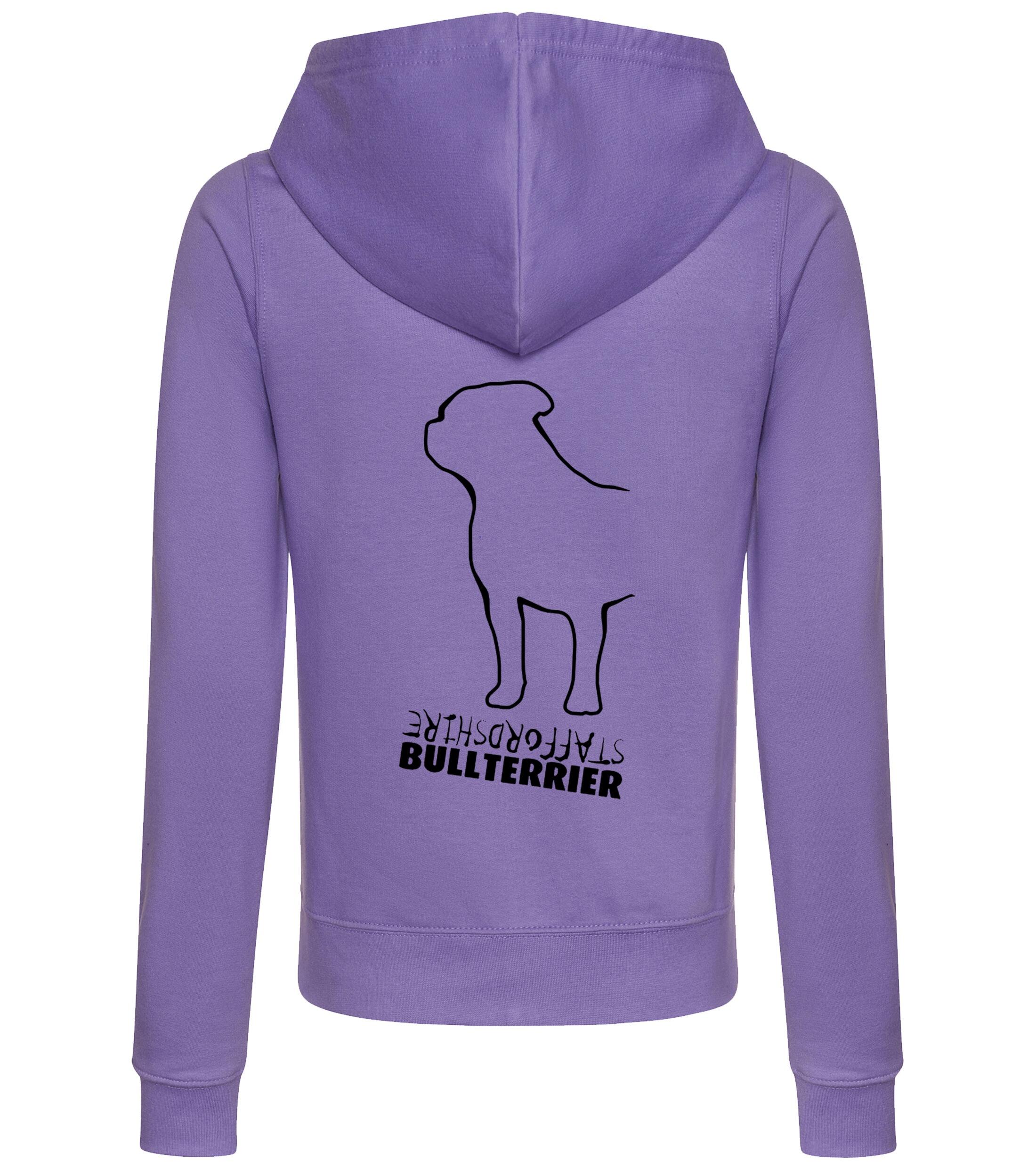Female Staffordshire Bullterrier Zipped Hoodie Lavender (Black)