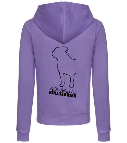Female Staffordshire Bullterrier Zipped Hoodie Lavender (Black)