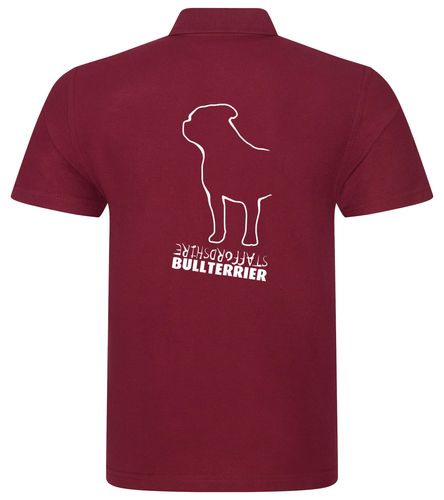 Unisex Staffordshire Bullterrier Polo Shirt Burgundy (White)