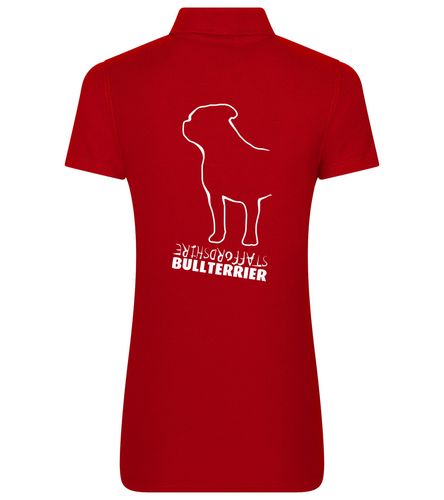 Female Staffordshire Bullterrier Polo Shirt Red (White)