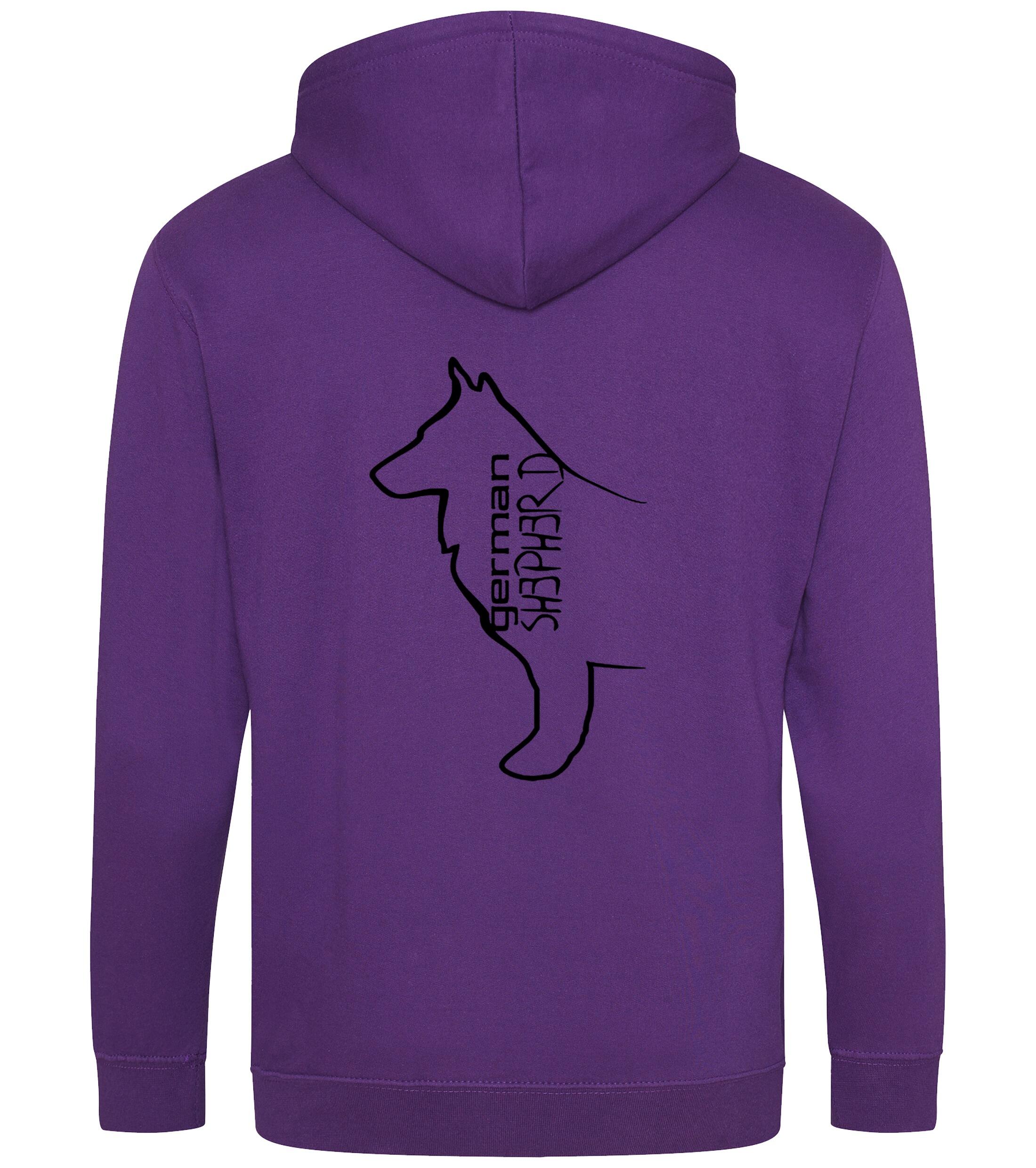 Unisex German Shepherd Zipped Hoodie Purple (Black)