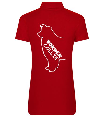 Female Border Collie Polo Shirt Red (White)