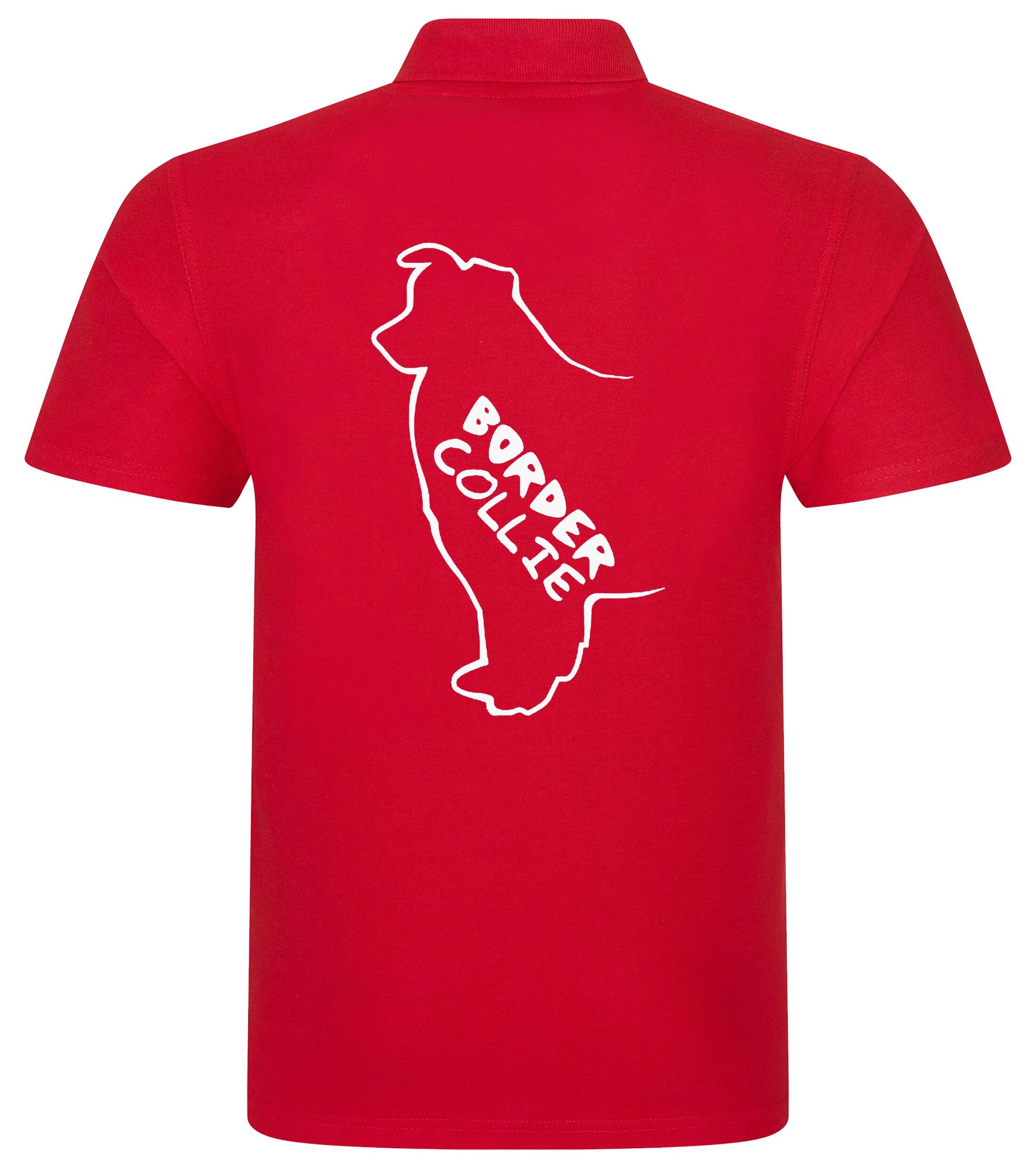 Unisex Border Collie Polo Shirt Red (White)