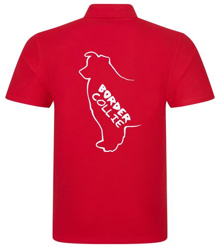 Unisex Border Collie Polo Shirt Red (White)