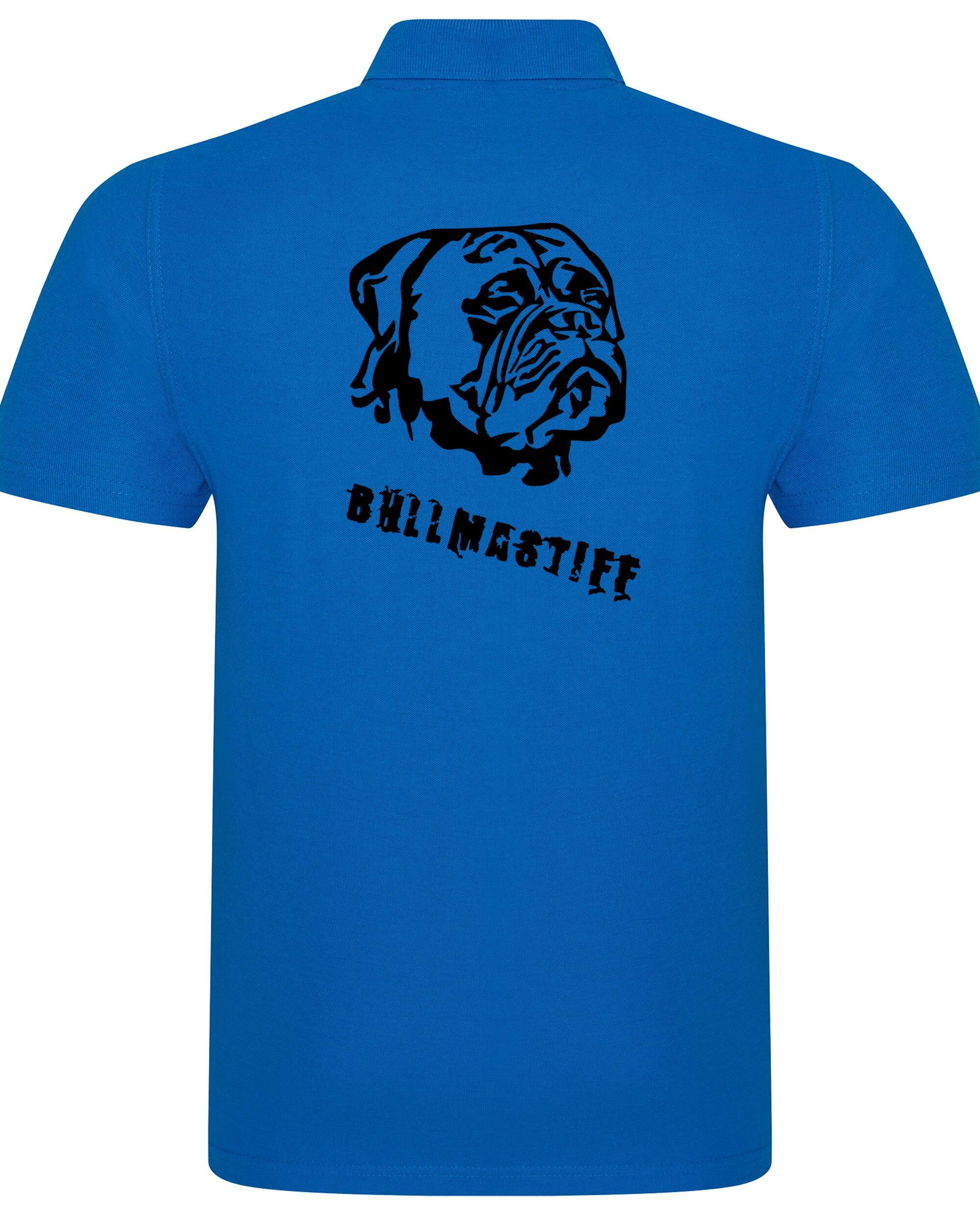 Unisex Bullmastiff (Head) Polo Shirt Sapphire Blue (Black)
