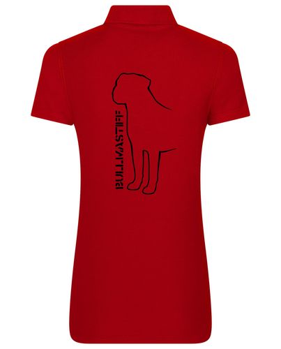 Female Bullmastiff (Standing) Polo Shirt Red (Black)