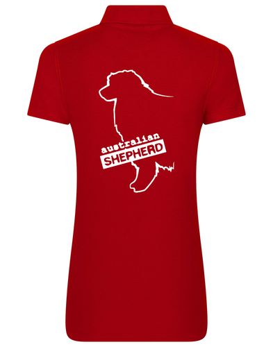 Female Australian Shepherd Polo Shirt Red (White)